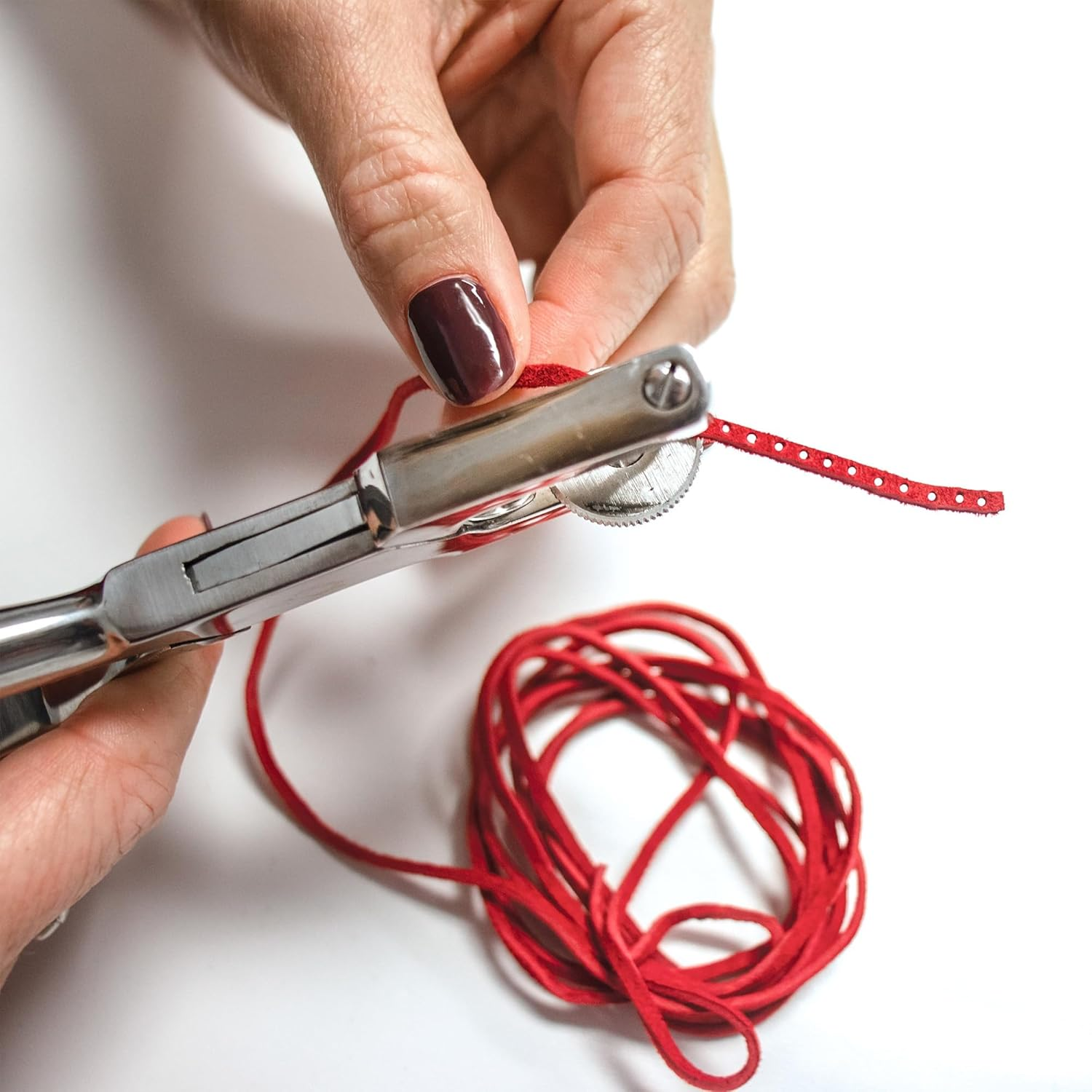 Realeather Crafts Suede Lace, 0.125-Inch Wide and 25-Yard Spool, Red - Dark Brown image number 4