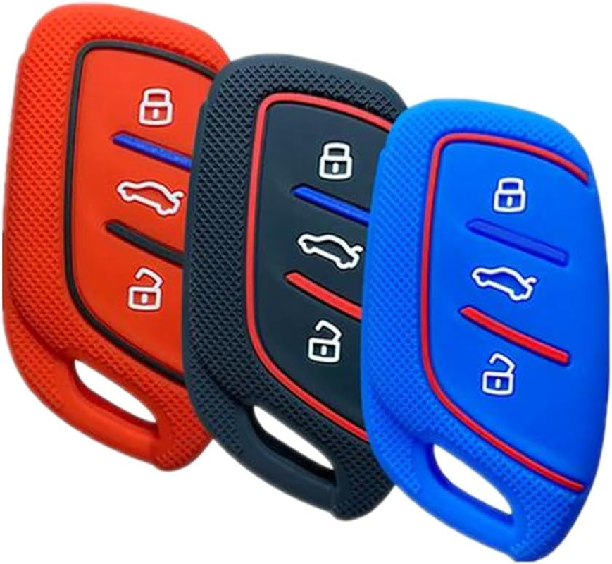 Honeycomb Pattern Silicon Car Key Cover Cases for Roewe RX3 RX8 ERX5 RX5 I6 I5 MG4 MG5 MG6 MG ZS EV HS EHS ZX GT 3 Buttons (Black) image number 2