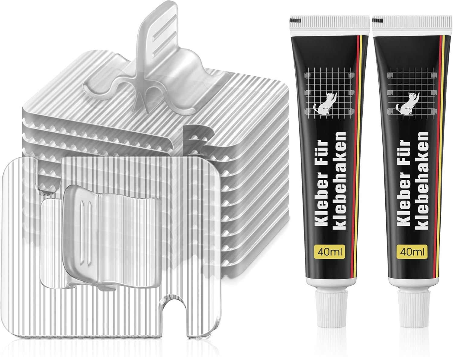 Enhon Pack of 50 Adhesive Hooks for Cat Net for Balcony, with 2 X 40 Ml Mounting Adhesive, Extra Strong, Transparent PC, Uv-Resistant, Attachment of Cat Net Window for Balcony, No Drilling image number 5