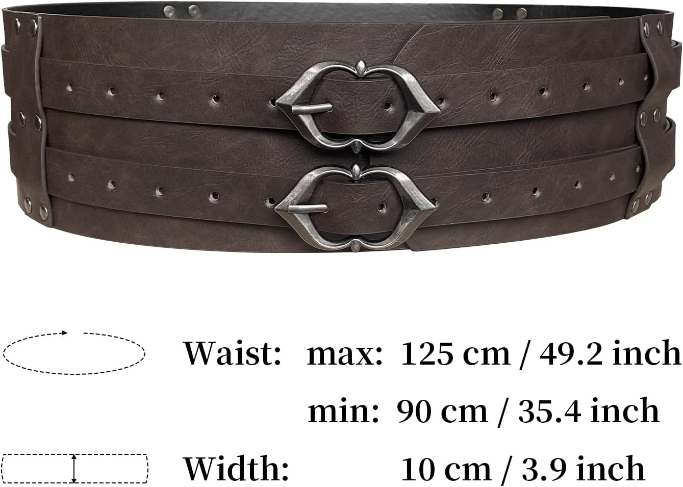 Hiifeuer Medieval Faux Leather Wide Belt Thigh Armor, Retro Double Sides Waist Armor, Mercenary & Knights Skirt for LARP image number 6