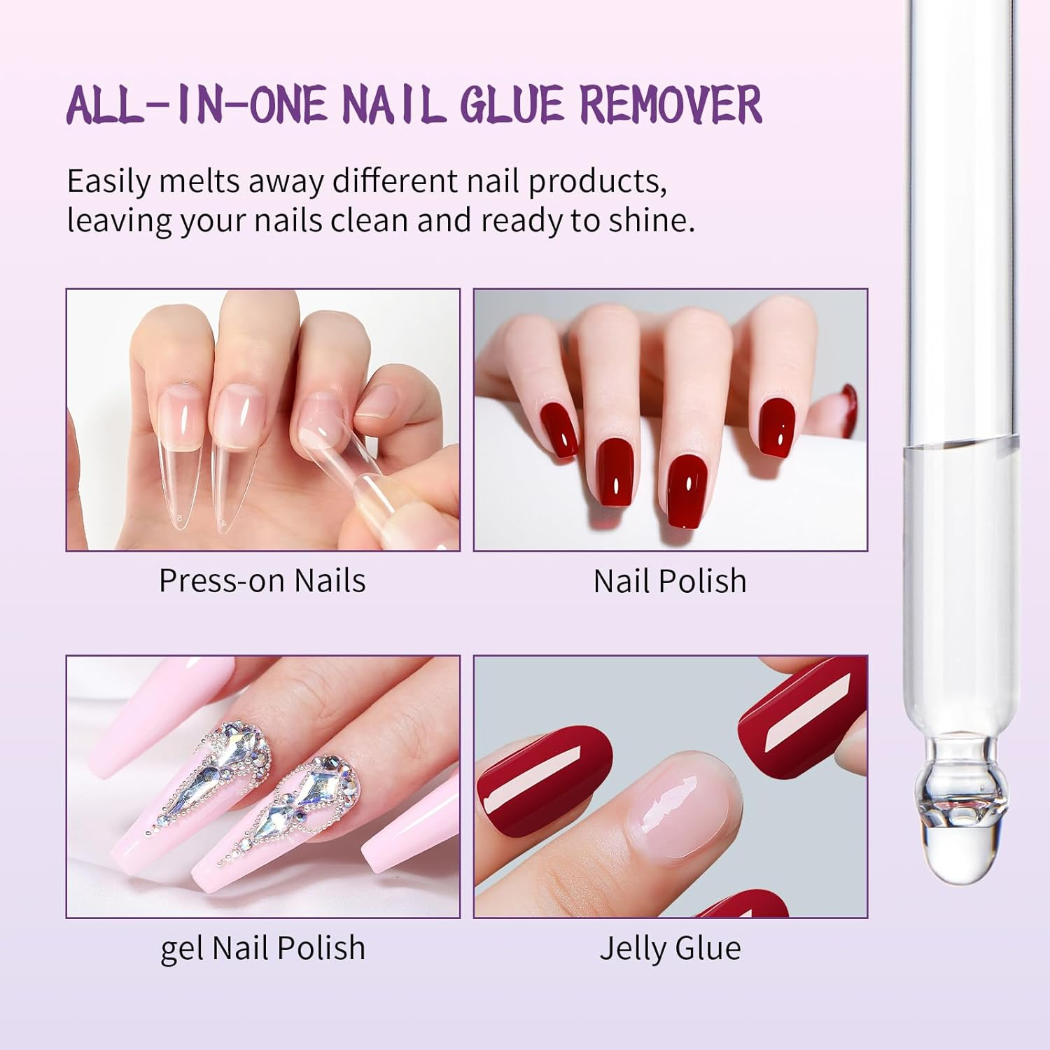 MAGIC ARMOR Press-On Nail Glue Remover 60Ml - Professional Non-Acetone, Gentle & Effective for Fake Nails Tips & Remover Tool for Easy to Use Removal of Nail Tips image number 2