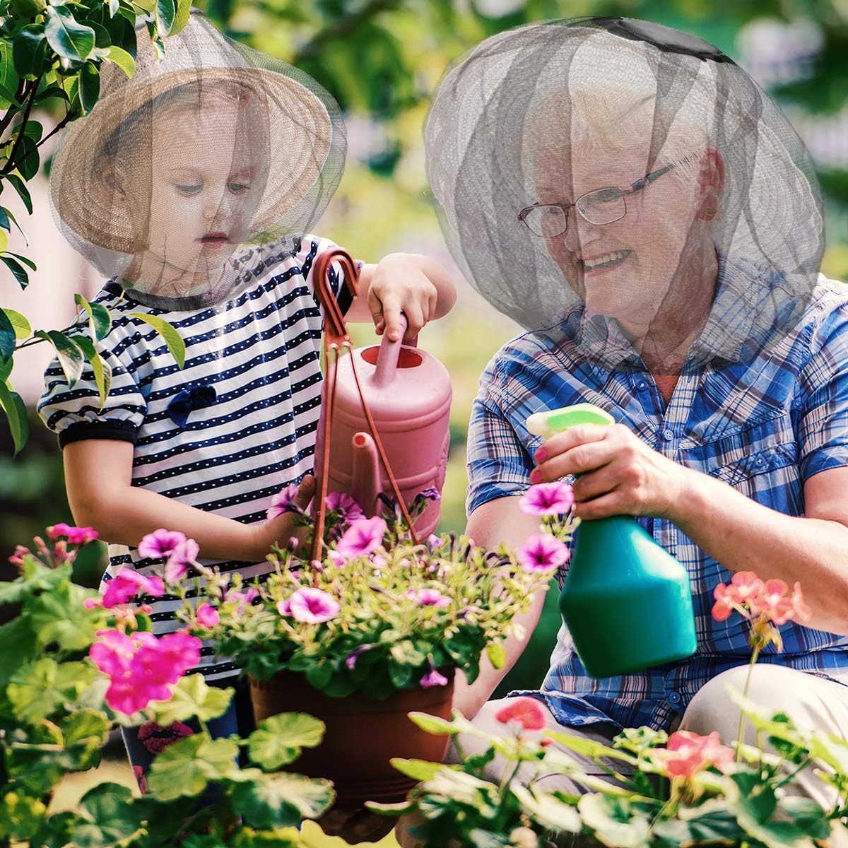 Coolrunner 3 Pack Mosquito Head Net, Outdoor Mosquito Head Net, Shield from Insect, Bee and Mosquito Bites, Mosquito Head Net Mesh for Hiking Camping Walking (Grey, Black, Dark Green) image number 2