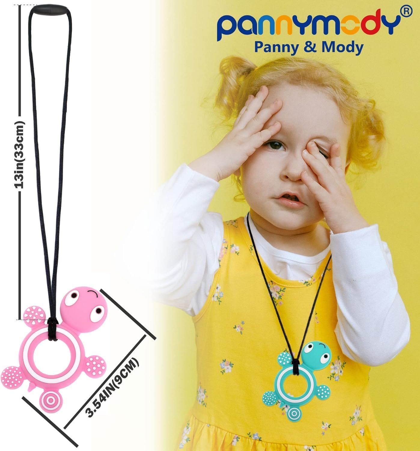 Panny & Mody Australian Local Manufacturer Sensory Chew Necklaces for Boys, Cute Silicone Animal Fox Tortoise Alpaca Pendant Necklaces(3 Pack)-Pink/Purple/Brown image number 2