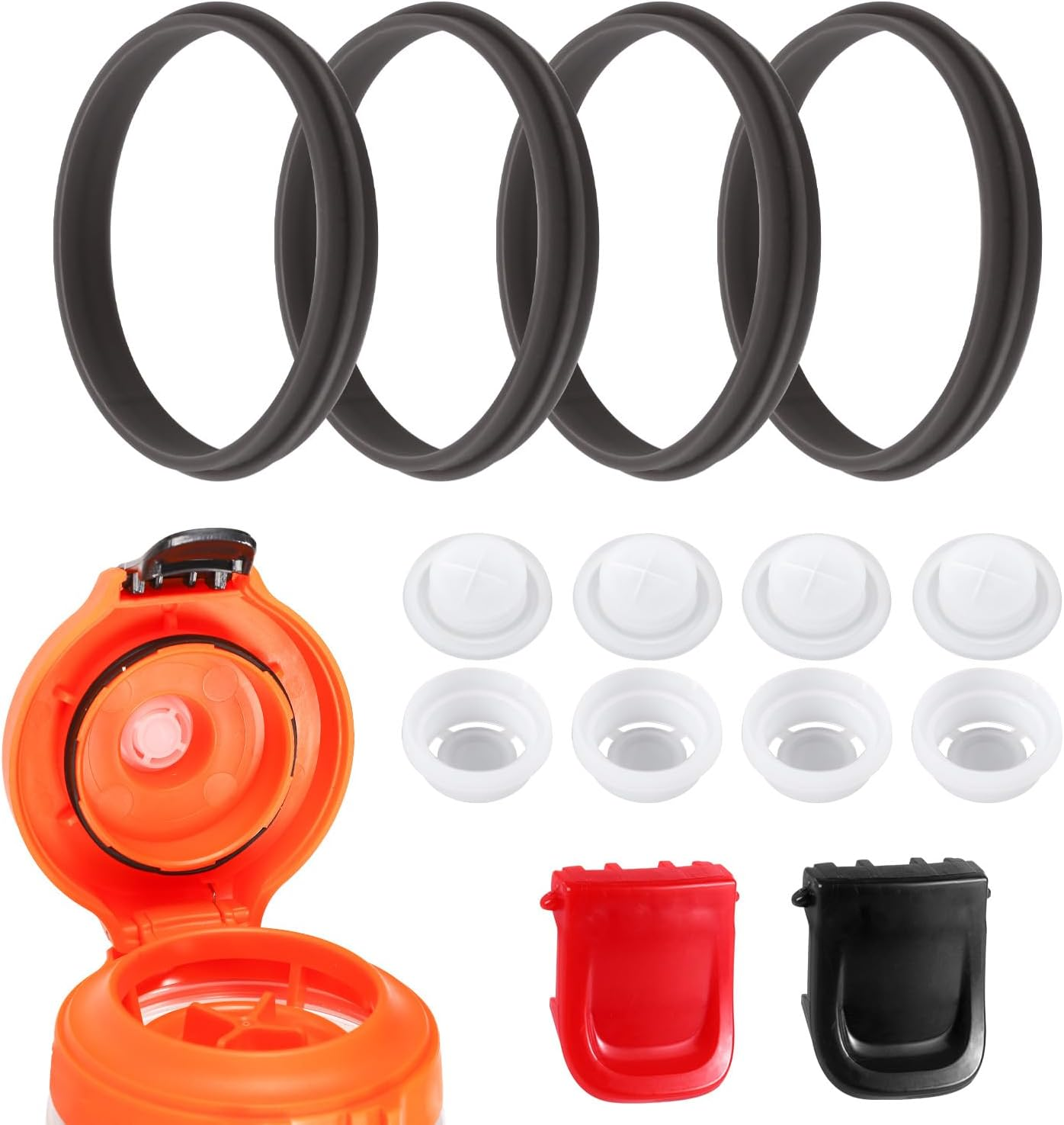 10Pcs Bottle Lid Replacement Compatible with Gatorade Water Bottle, Dispensing Valves Replacement Gasket Silicone Valve and Plastic Insert & Bottle Seal & Clip for Gatorade GX 30Oz Part Accessories image number 4