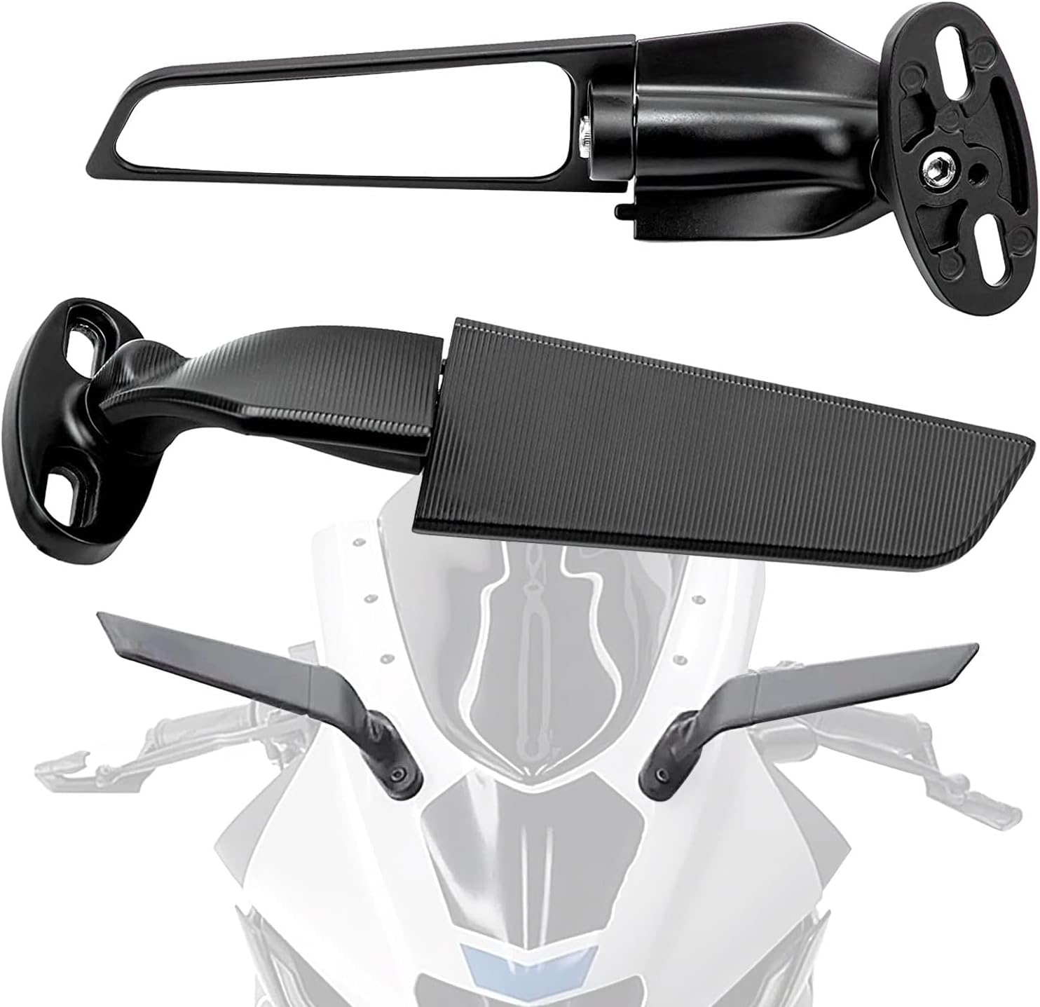 Modified Motorcycle Rearview Mirror,1 Pair Adjustable Rotating Side Mirrors,Wide Viewing Angle Wing Rearview Mirrors for Ninja 300 400 650 ZX6R CBR1000RR