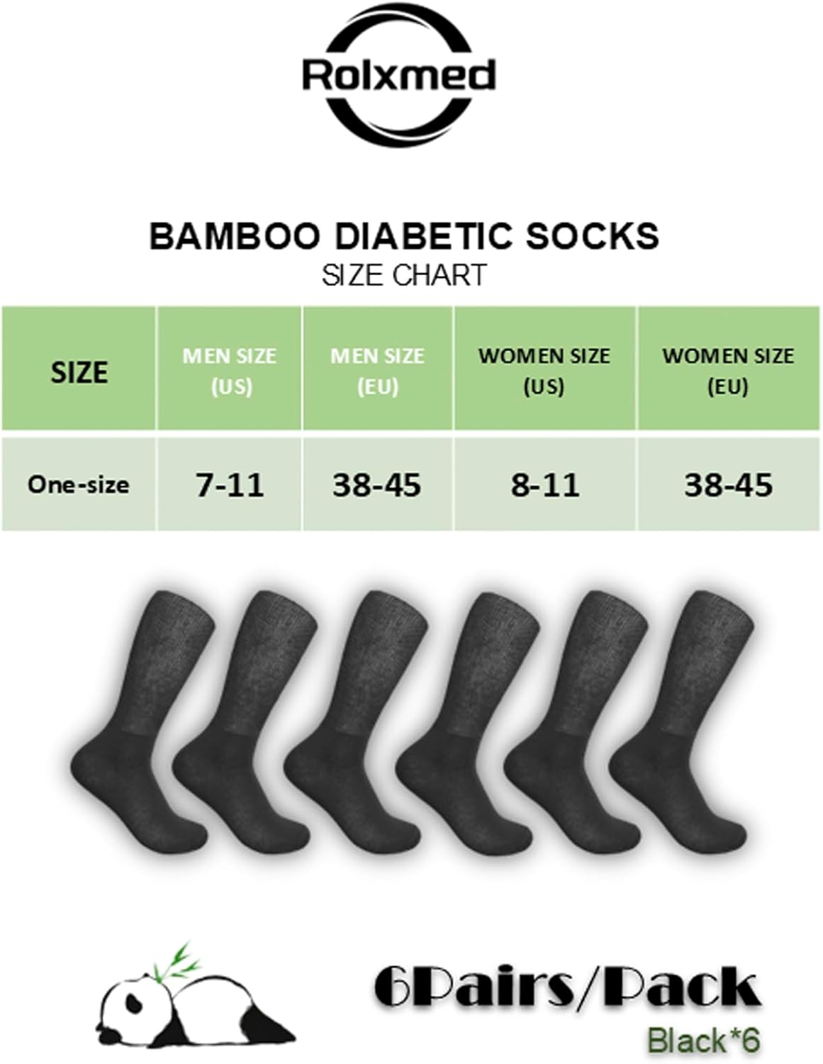 Rolxmed Bamboo Socks Natural Fiber Mositure Wicking Breathable for Casual/Business/Dress/Diabetic Men Women [6Pairs, Size 7-11 ] - Grey_Crew image number 7