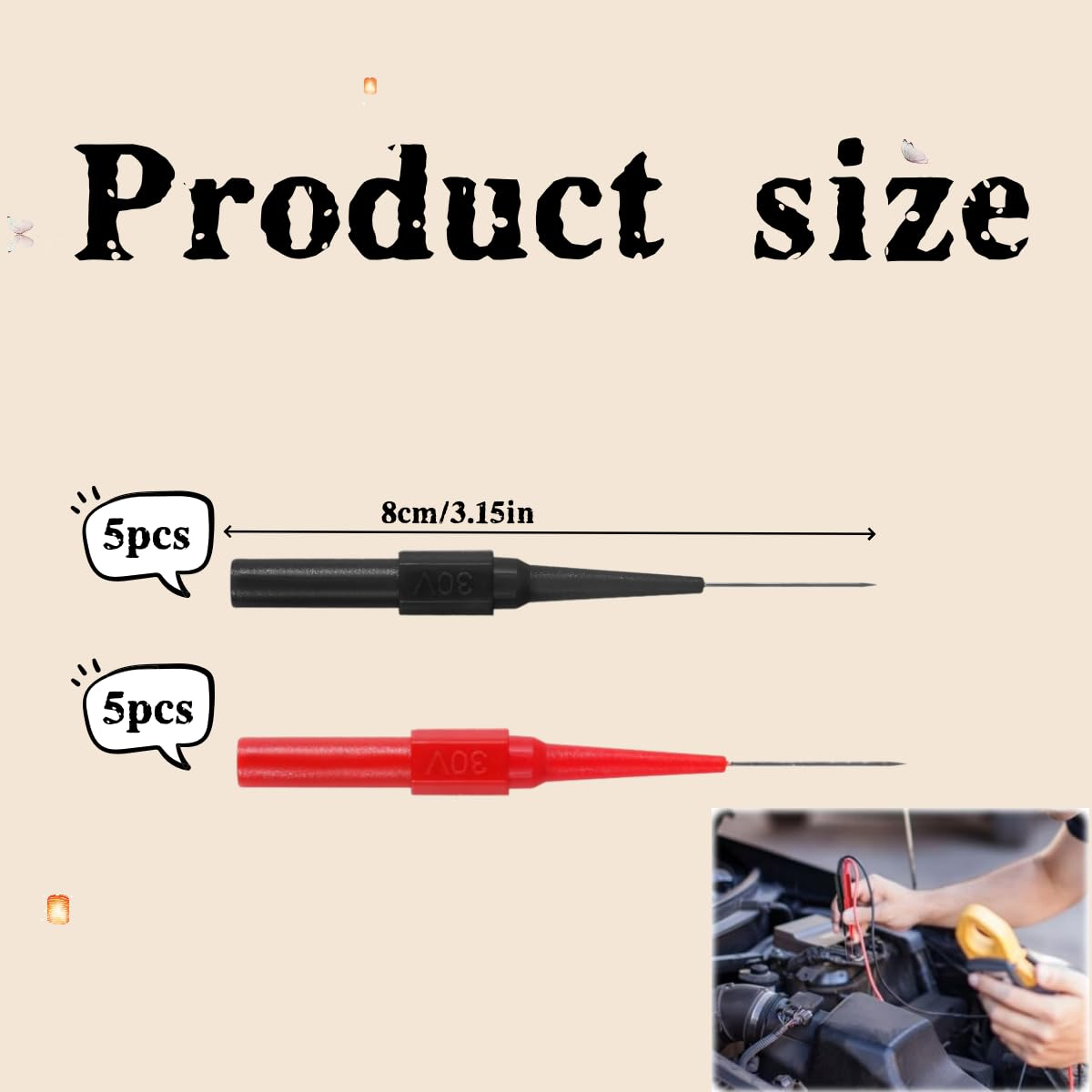 10 Needle Test Probes, Multimeter Probe Kit, Automotive Insulated Wire Threading, Non-Destructive Threading Multimeter Kit 0.7Mm