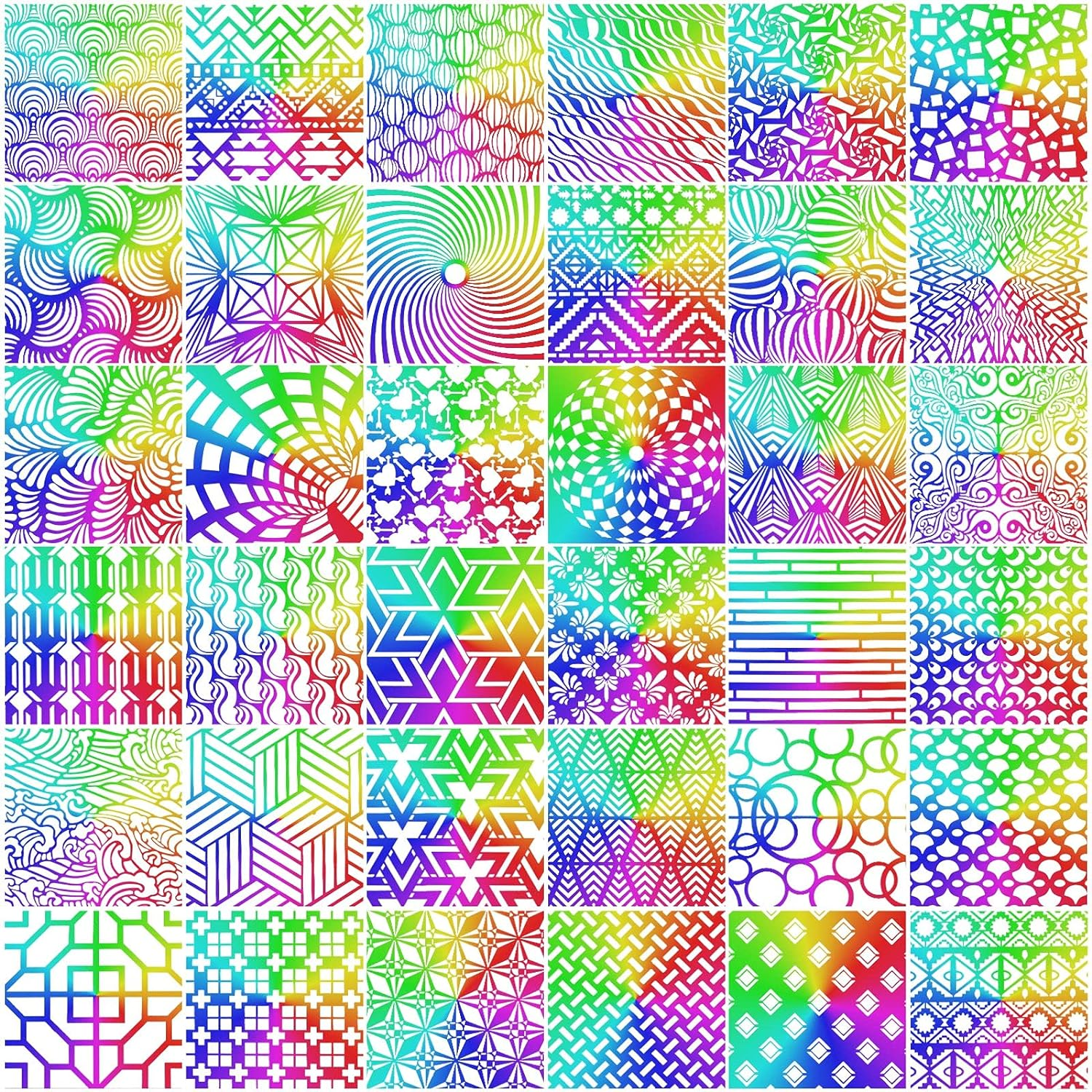 36 Pieces Geometric Stencils Painting Templates Mandala Art Drawing Stencil Templates for Scrapbooking Cookie Tile Furniture Wall Floor Decor Drawing Tracing DIY Art Supplies (7.87 X 7.87 Inches) image number 2
