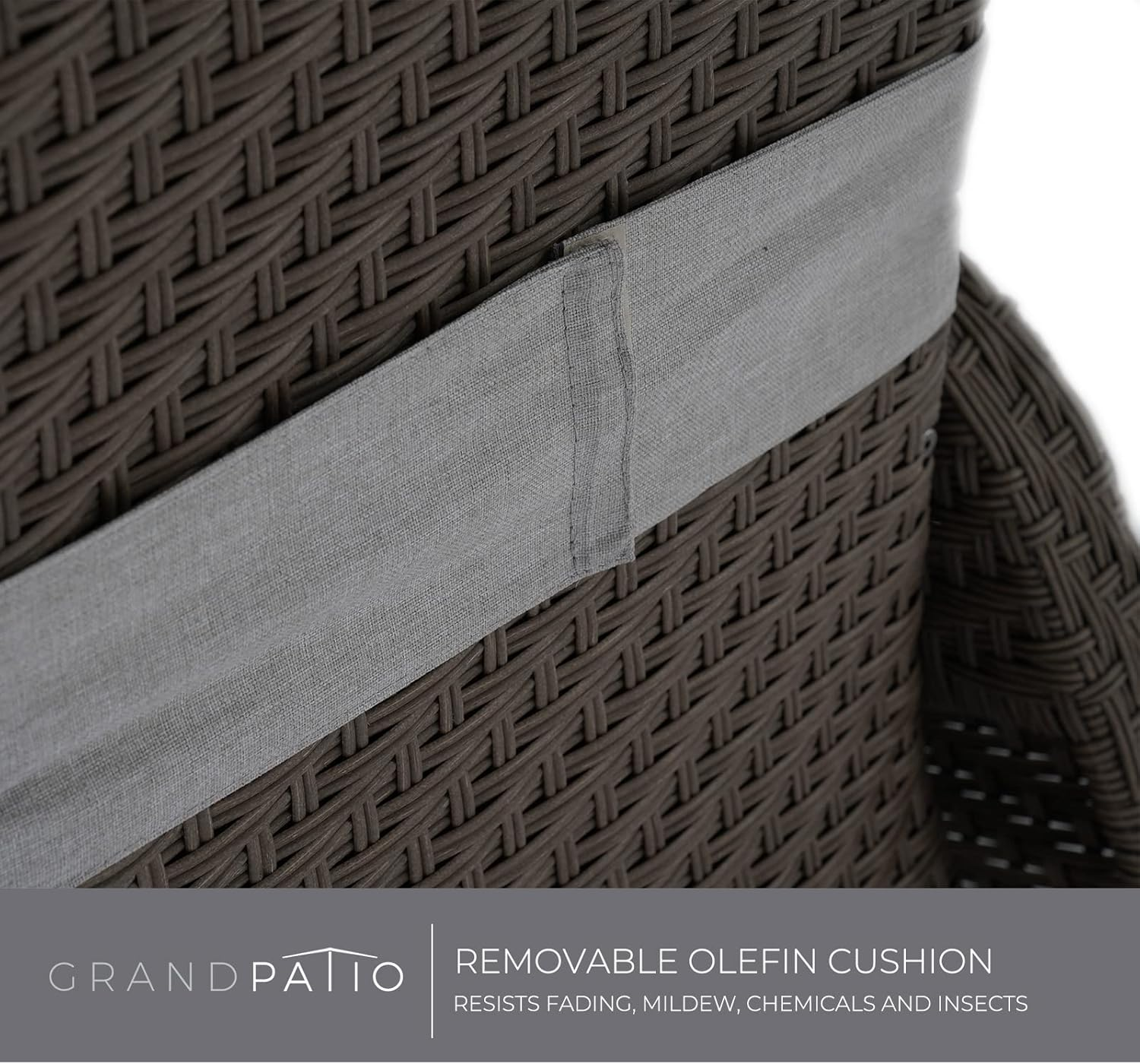 Grand Patio Indoor & Outdoor Recliner Chair PE Wicker Patio Recliner with Flip Table Reclining Lounge Chair, Mist Grey