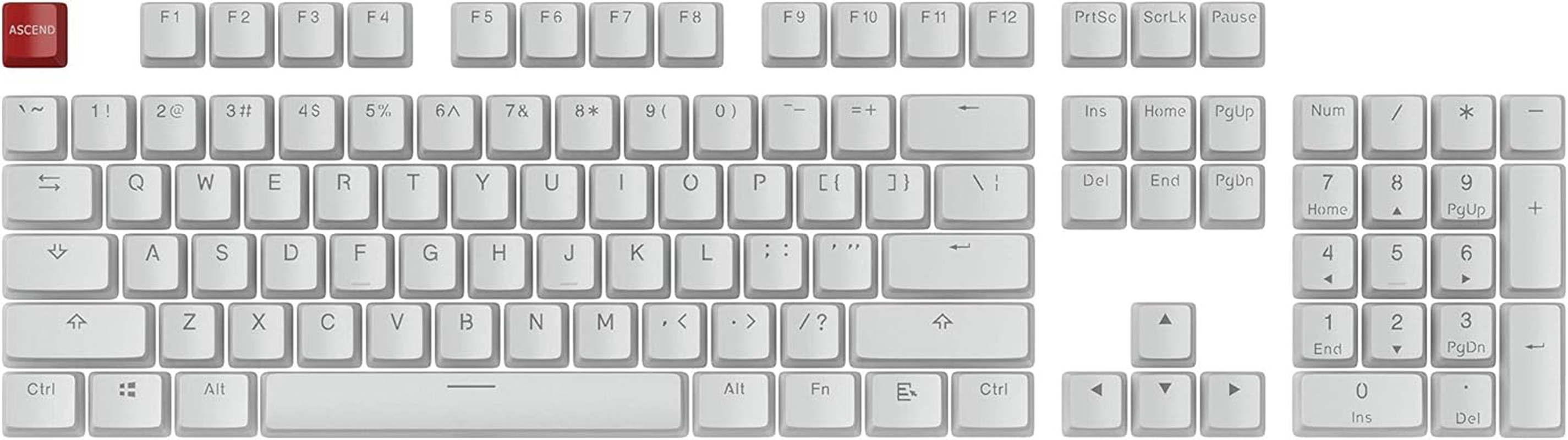 Glorious Aura V1 (White) Pudding Keycaps - Double Shot PBT Translucent for Mechanical Keyboards, 104 Key Set, TKL, Compact Compatible, English (US) Layout (Aura (White)) image number 3