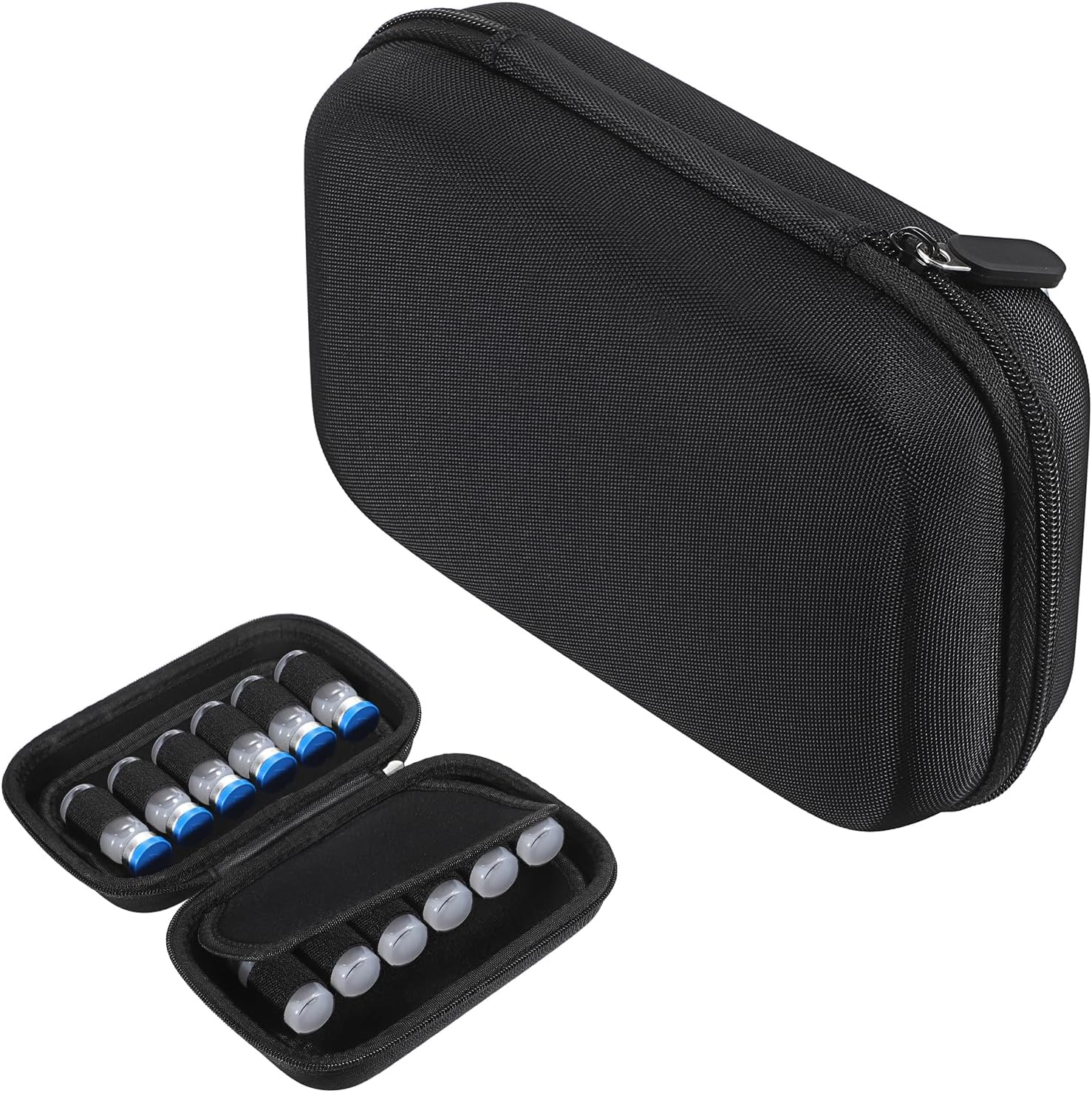 ELLDOO Insulin Fridge Holder Storage Case, 12 Slots Insulin Vial Organizer Bag Fitting Standard 10Ml U-100 Vials, Black Travel Case Bottle Organizer Reliable Vial Protector（Only Case） image number 6