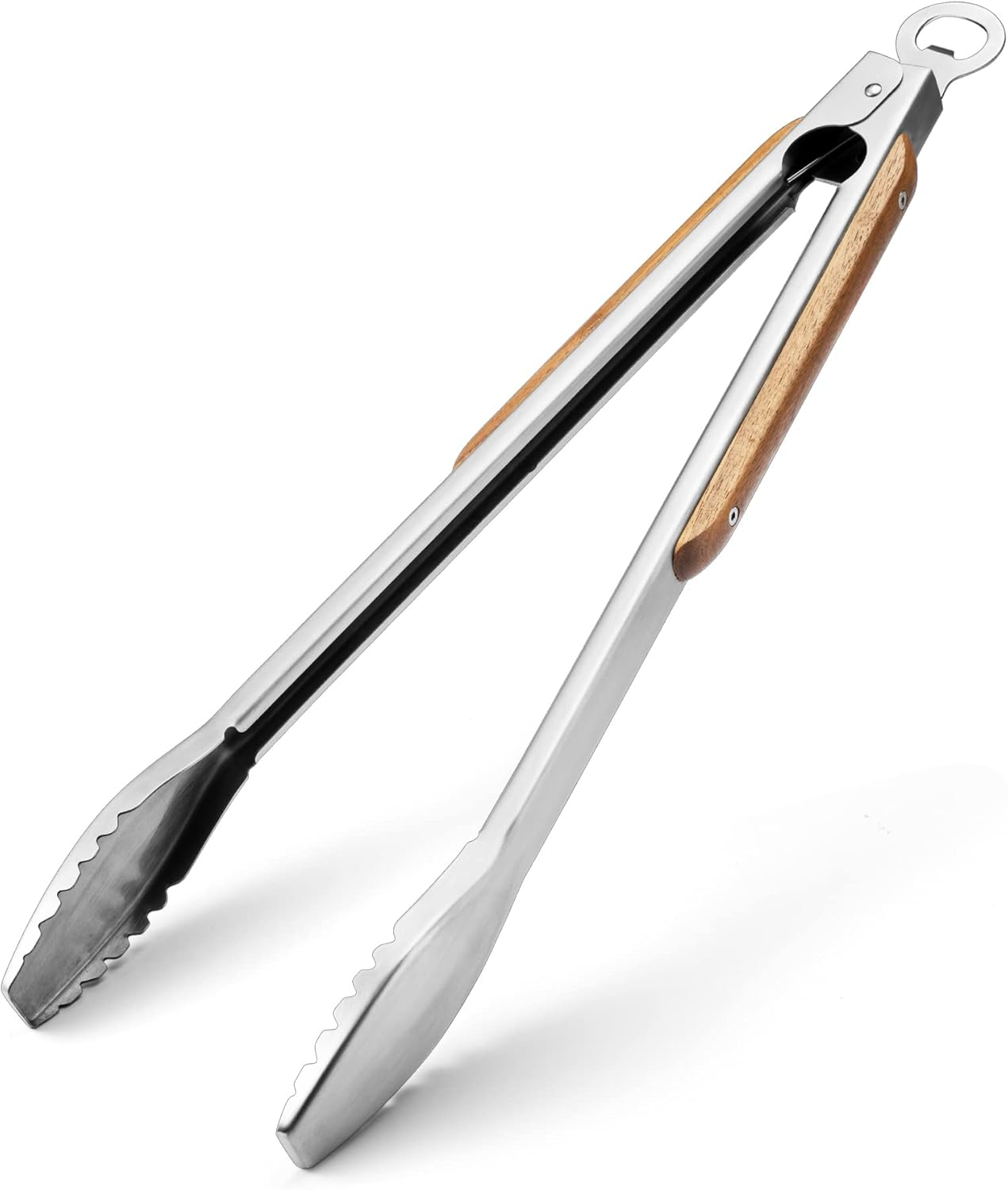 Wood-Handled Grill Tongs, 19.5"/50Cm Extra Long BBQ Tongs, Heavy Duty Premium Stainless Steel Metal Tongs with Solid Wood Handles, for Charcoal, Grilling, BBQ, Barbecue, Cooking image number 1