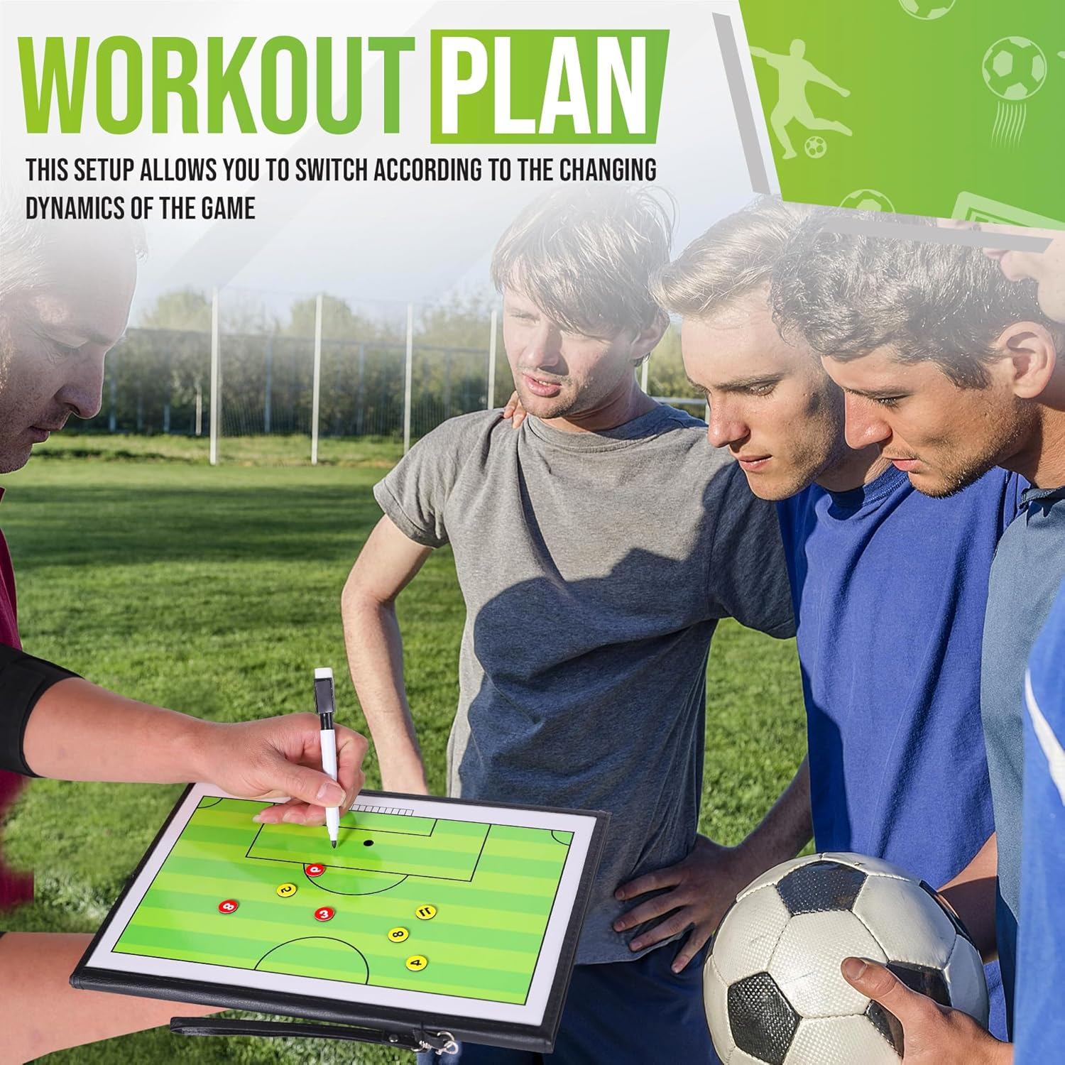ZPU Soccer Coaching Board, Magnetic Soccer Clipboard for Coaches, Portable Foldable Soccer Tactics Board with Dry Erase, Marker Pen and Magnets, for Teaching and Game Plan image number 2