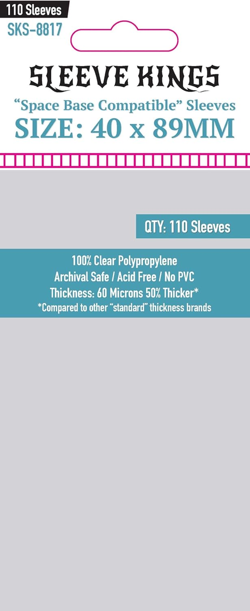 Sleeve Kings Board Game Sleeves 'Space Base Compatible' (40Mm X 89Mm) (110 Sleeves per Pack) Card Sleeves image number 2