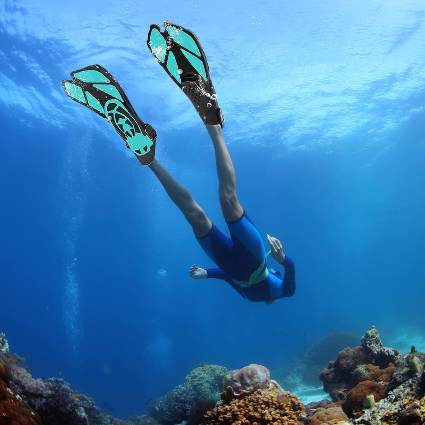 Snorkel Fins, Full Foot Pocket Swim Fins for Snorkeling, Diving image number 3