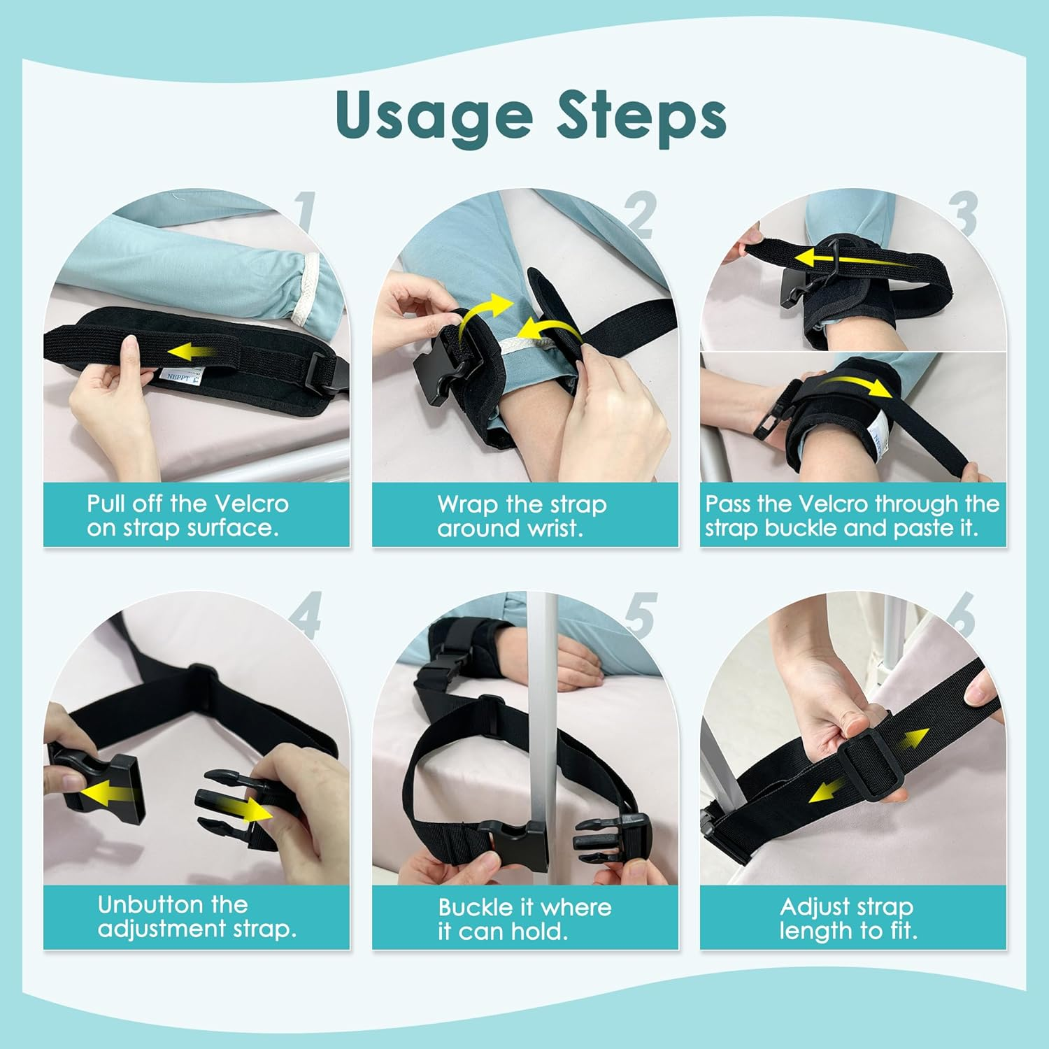 Medical Restraints Control Limb Holders Beds Bed Restraint Hospital Bed Wrist Bandages Restraint for Hand, Feet，Ankleor Arm Patient Universal Constraints Control (1 Pair - Black) image number 3