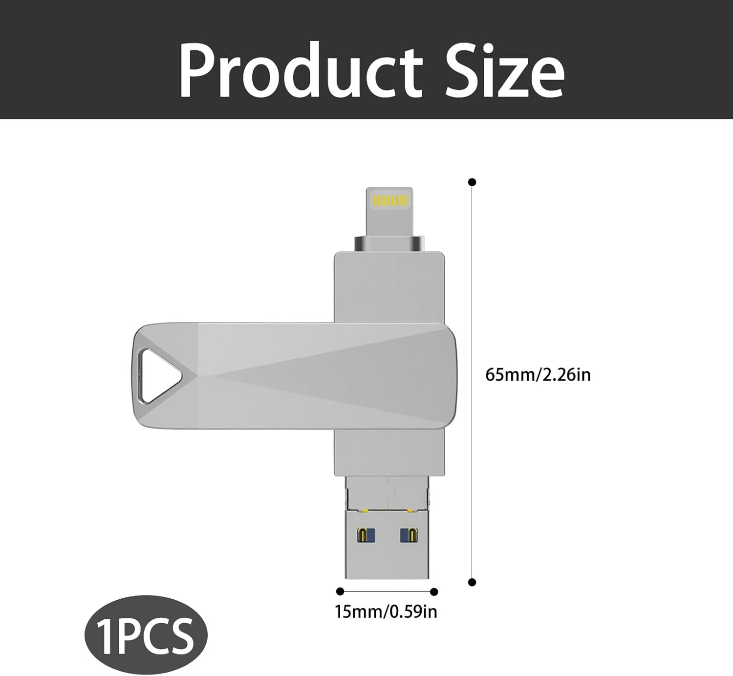 4-In-1 USB Drive, 2TB Iphone USB Stick, USB Flash Drive, External Storage USB 3.0 Memory Stick Thumb Drive, Compatible with Iphone/Pc/Ipad/Android/More Devices image number 6