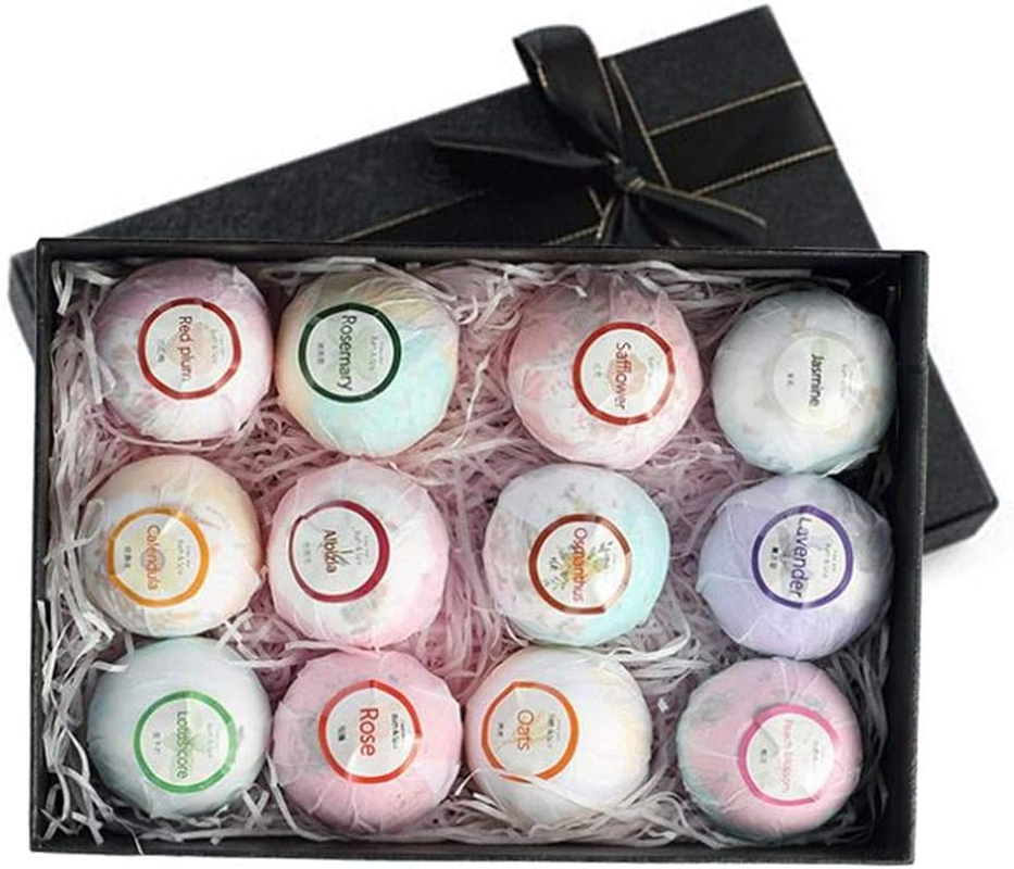 Bath Ball Bath Bombs Gift Set 12 Nourishing Bath Bombs Perfect for Bubble or Spa Bath Natural Floral Fragrance，Skin Rejuvenation, Soothing, Moisturizing XIAOYU