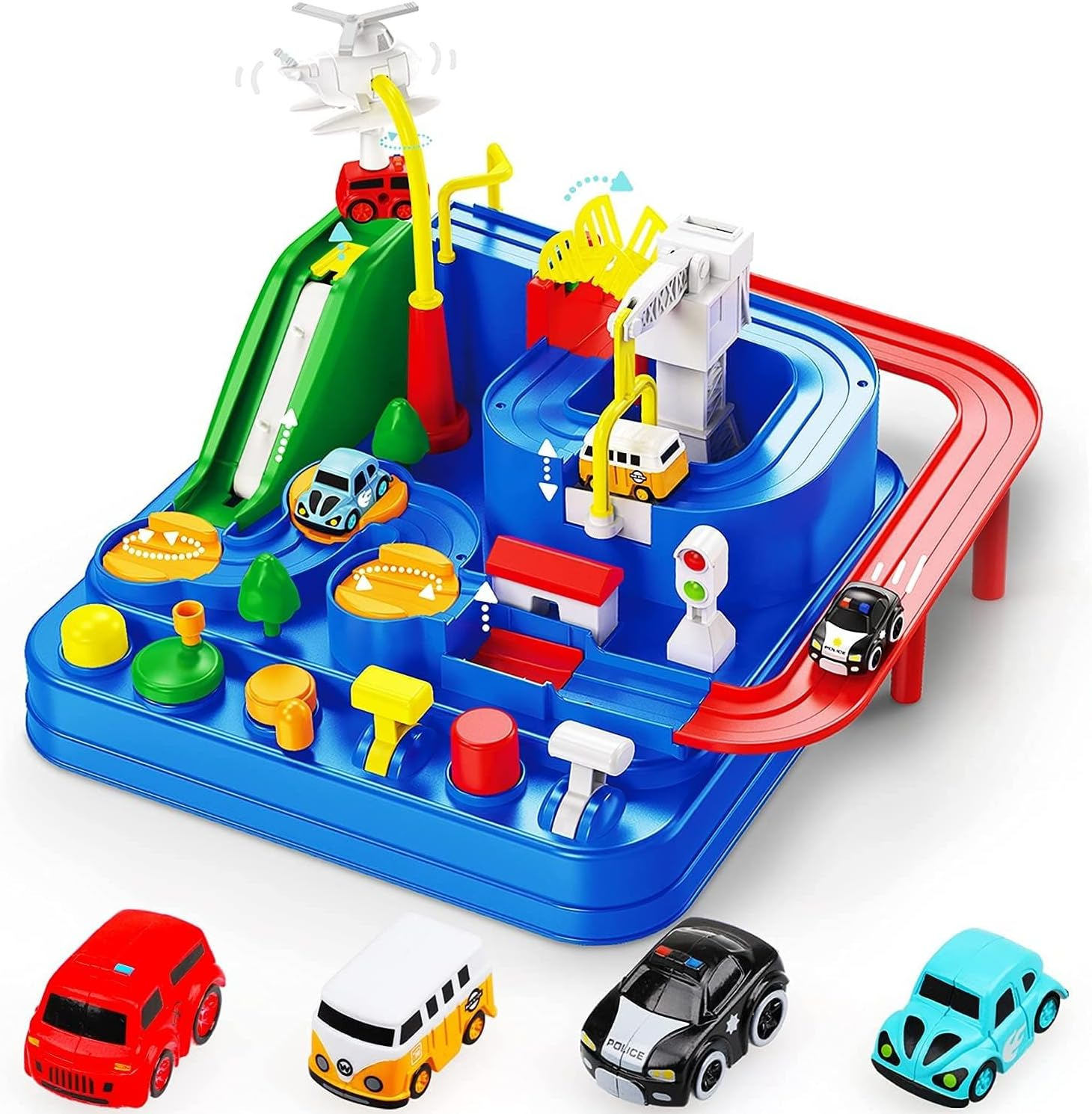 Car Adventure Toys, Race Track for Toddlers, Toy Vehicle Playsets, Toddler Car Toys, City Rescue Preschool Toy Vehicle, Preschool Educational Toy Car Track for Kids 3 4 5 6 7 Year Old image number 6