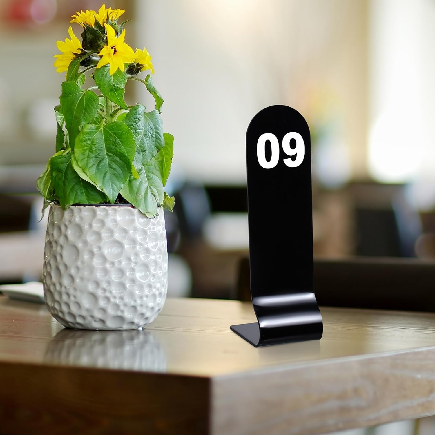 1-30 Table Numbers Restaurant Order Numbers Double Sided Acrylic Reception Number Stands Signs for Wedding Restaurant Seating Cafes Party Banquet (Black) - White image number 4
