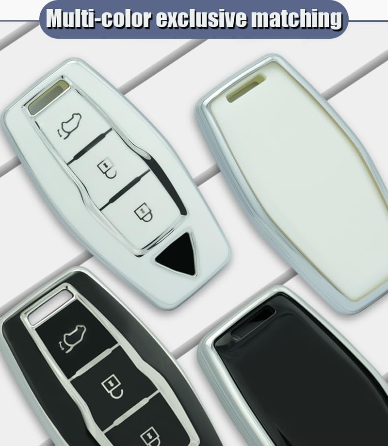 Ontto TPU Car Key Fob Cover Fit for Mitsubishi Outlander 2023 2022 Smart Key Case Shell 3 Buttons Remote Key Holder Bag Keychain Keyring Keyless Entry Protector Accessories Black B image number 1