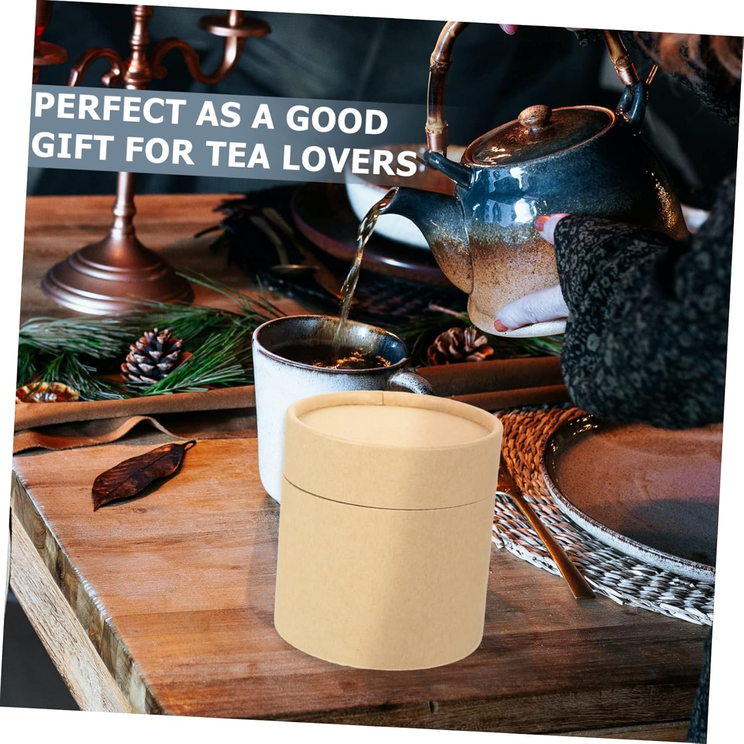 FELTECHELECTR 4Pcs Convenient Multi-Function Storage Jars Rustic Kraft Paper Tea Canisters Home Accessory for Tea and Spice Organization Portable and Practical Storage image number 5