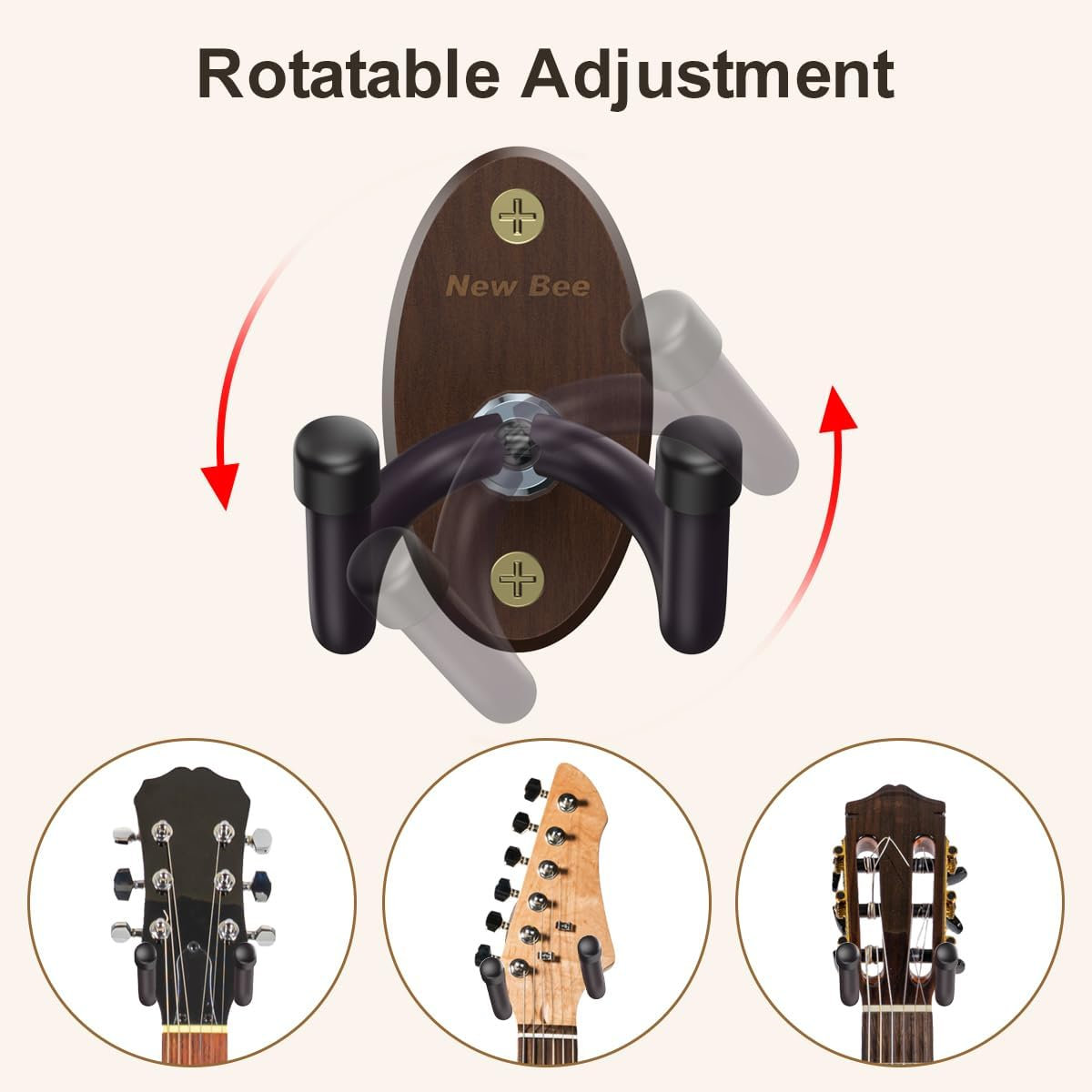 New Bee Guitar Wall Mount Guitar Hanger V-Shaped Guitar Hanger for Acoustic image number 5