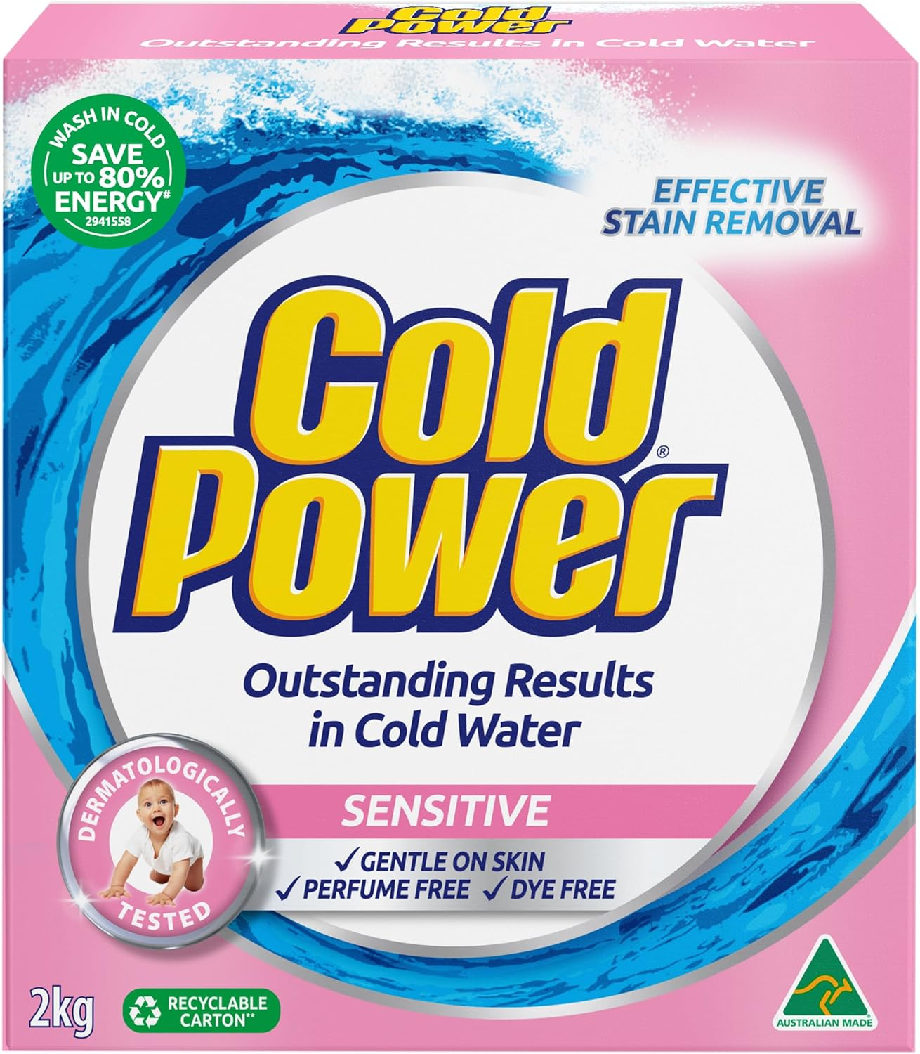 Cold Power Sensitive Pure Clean, Powder Laundry Detergent, 2Kg, Suitable for Front and Top Loaders image number 2