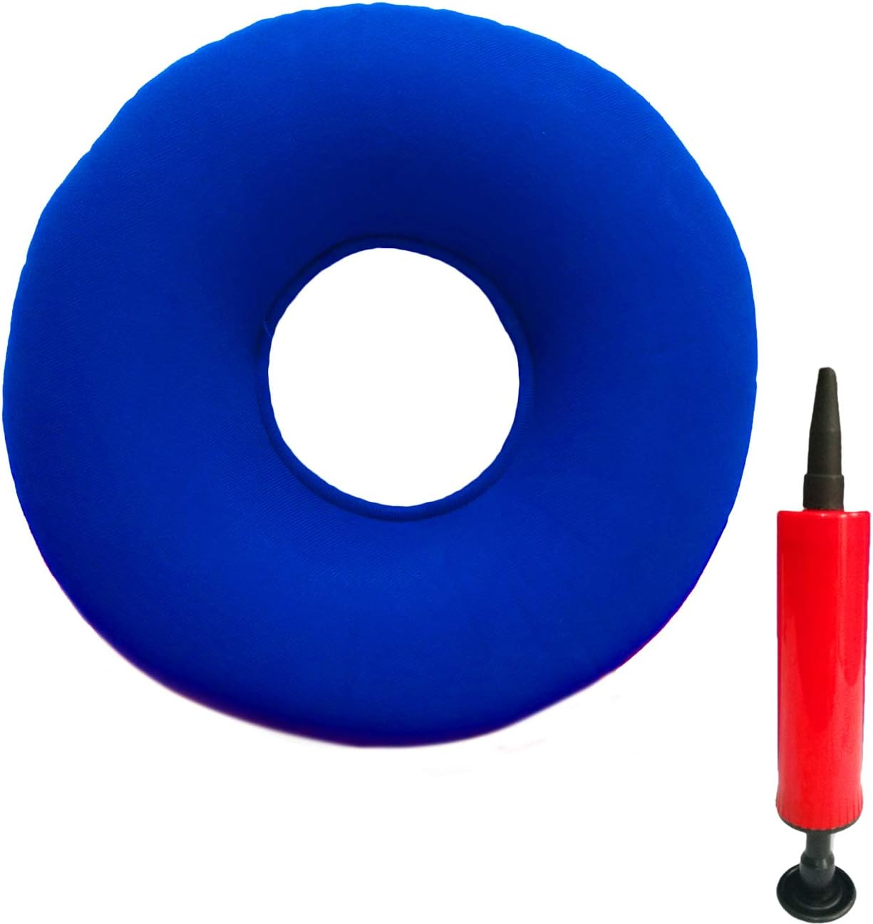 Donut Cushion Seat, Inflatable Ring Cushion with a Pump, Hemorrhoid Seat Pillow, round Wheelchairs Seat Cushion for for Home, Car or Office (15" Blue)