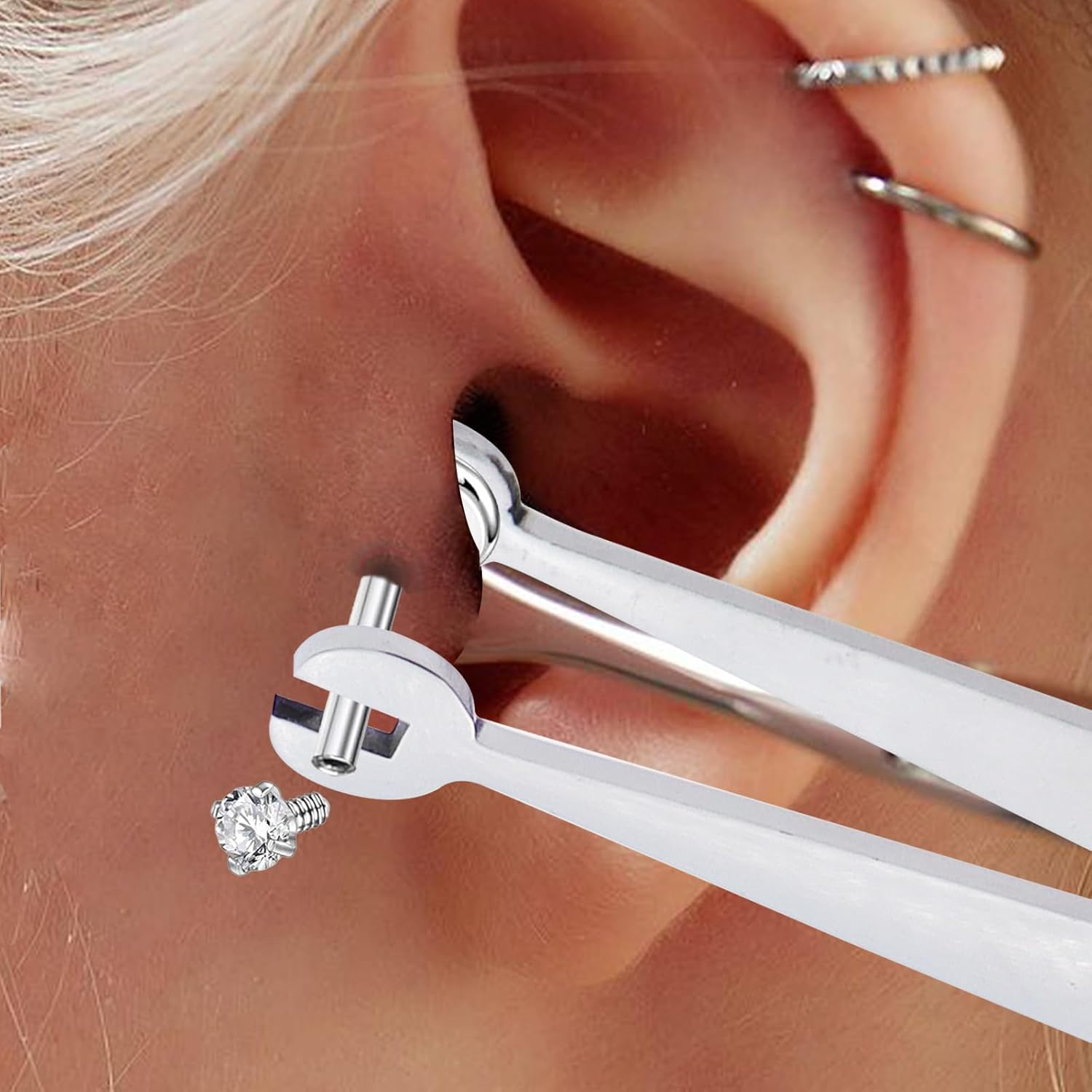 NUTLET Piercing Tool - Stainless Steel Piercing Pliers & Barbell Clamp Tweezers - Easy to Use, Portable & Versatile - 0.63 Oz