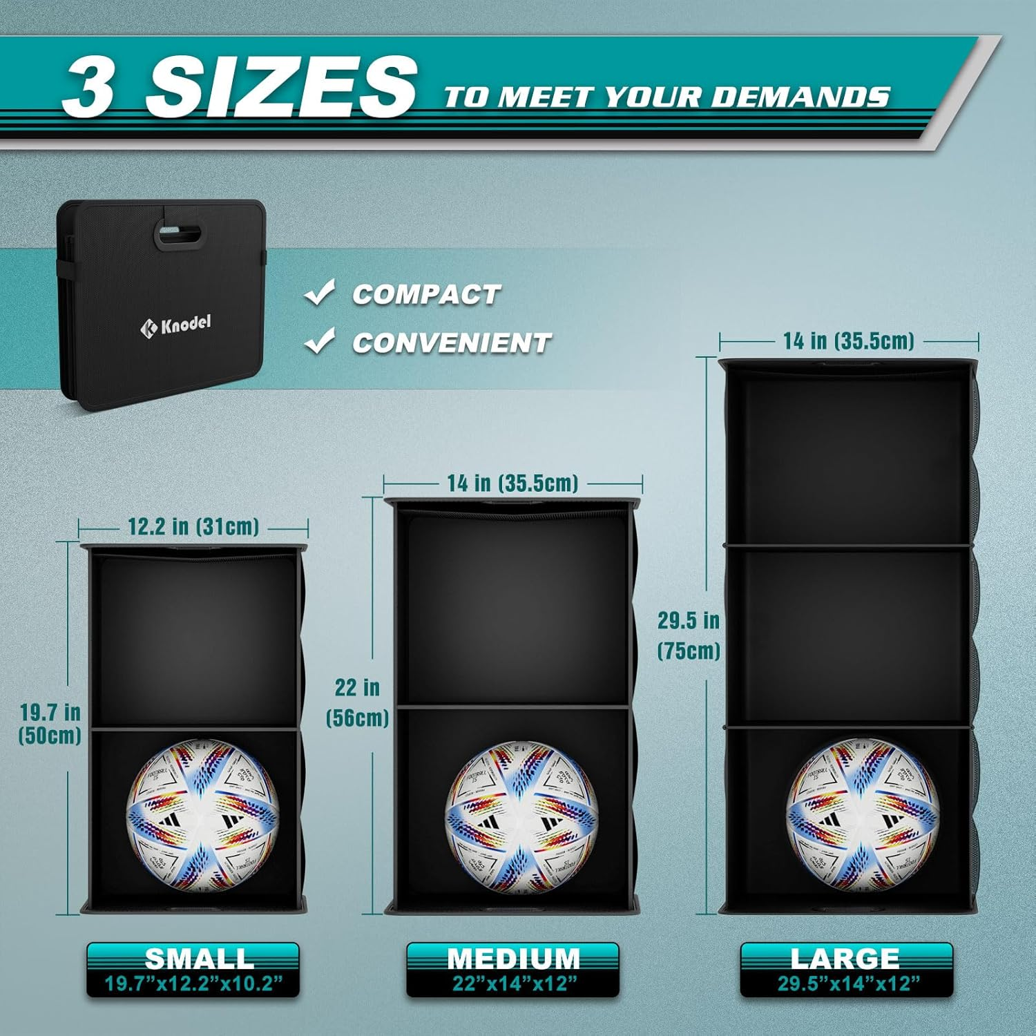 K KNODEL Car Boot Organiser, Foldable Car Boot Storage, Automotive Consoles & Organisers, Car Boot Storage Organiser with Reinforced Handles (Small, Black) image number 5