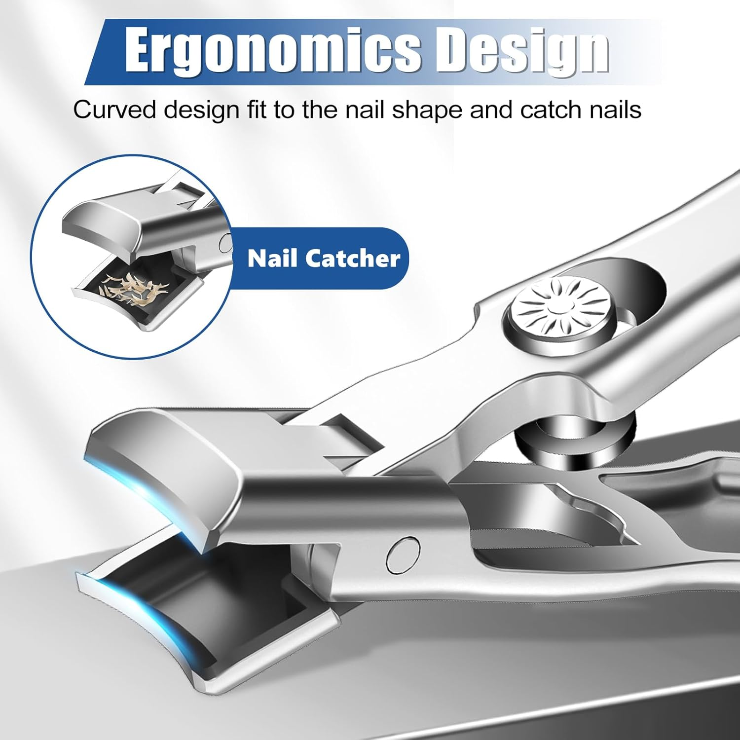 Heavy Duty Nail Clippers for Thick Nails, Wide Opening, Self Collecting, Ultra-Sharp and Durable Fingernail Toenail Clippers for Men Women, Seniors, 18-Month Replacement Warranty (Silver) - Silver image number 3