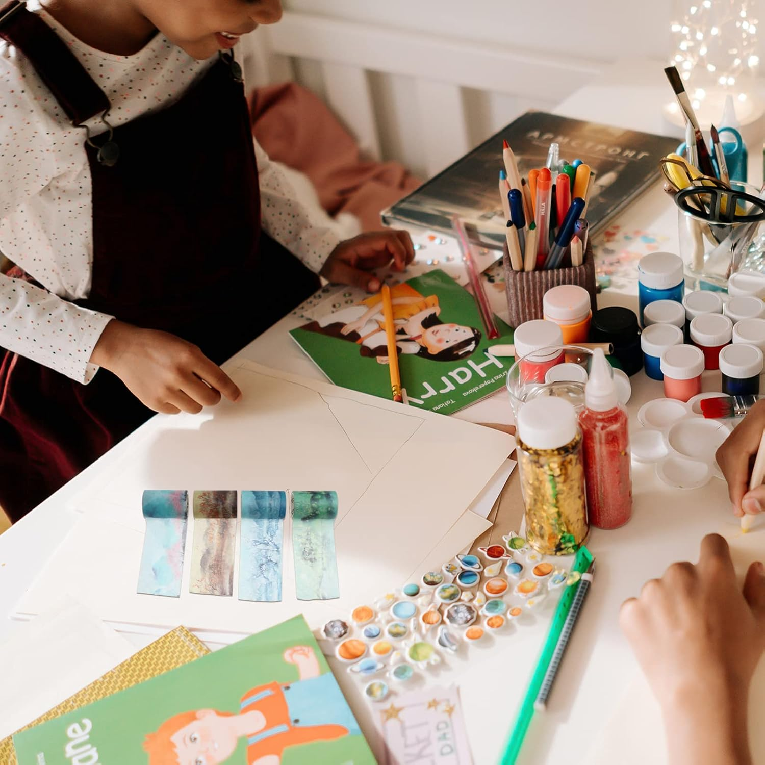 SEWACC 4Rolls Decorative Washi Tape for Crafts Journal and Scrapbook Supplies Random Watercolor Scenery Designs Suitable for Adults and Boys and Girls Adhesive and Non-Residue image number 5