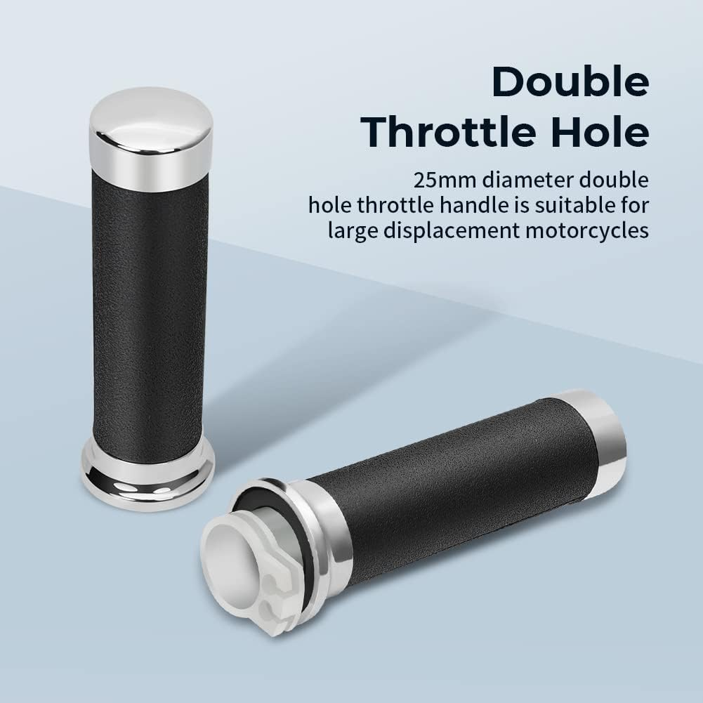 Grip Throttle Tube Replace for Honda OEM:53145-MM8-000, 25Mm Right Grip Dual Throttle Tube & Left Handlebar Grip Suitable for Honda VT XVS Shadow 400/750/1100 Magna Sabre