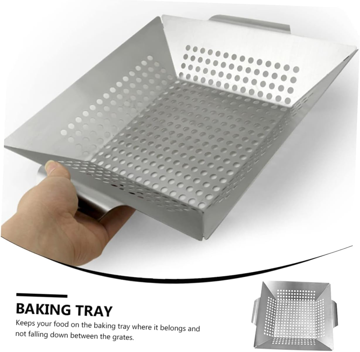 CIYODO 1Pc Square Baking Tray BBQ Grill Plate for Meat and Vegetables Heat Resistant Bakeware for Outdoor Barbecue Activities image number 4