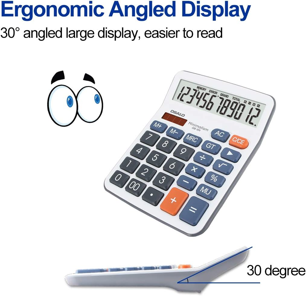 OSALO Calculator Large Buttons Large Display 12 Digit Big Desktop Office Calculator (OS-5M) image number 3