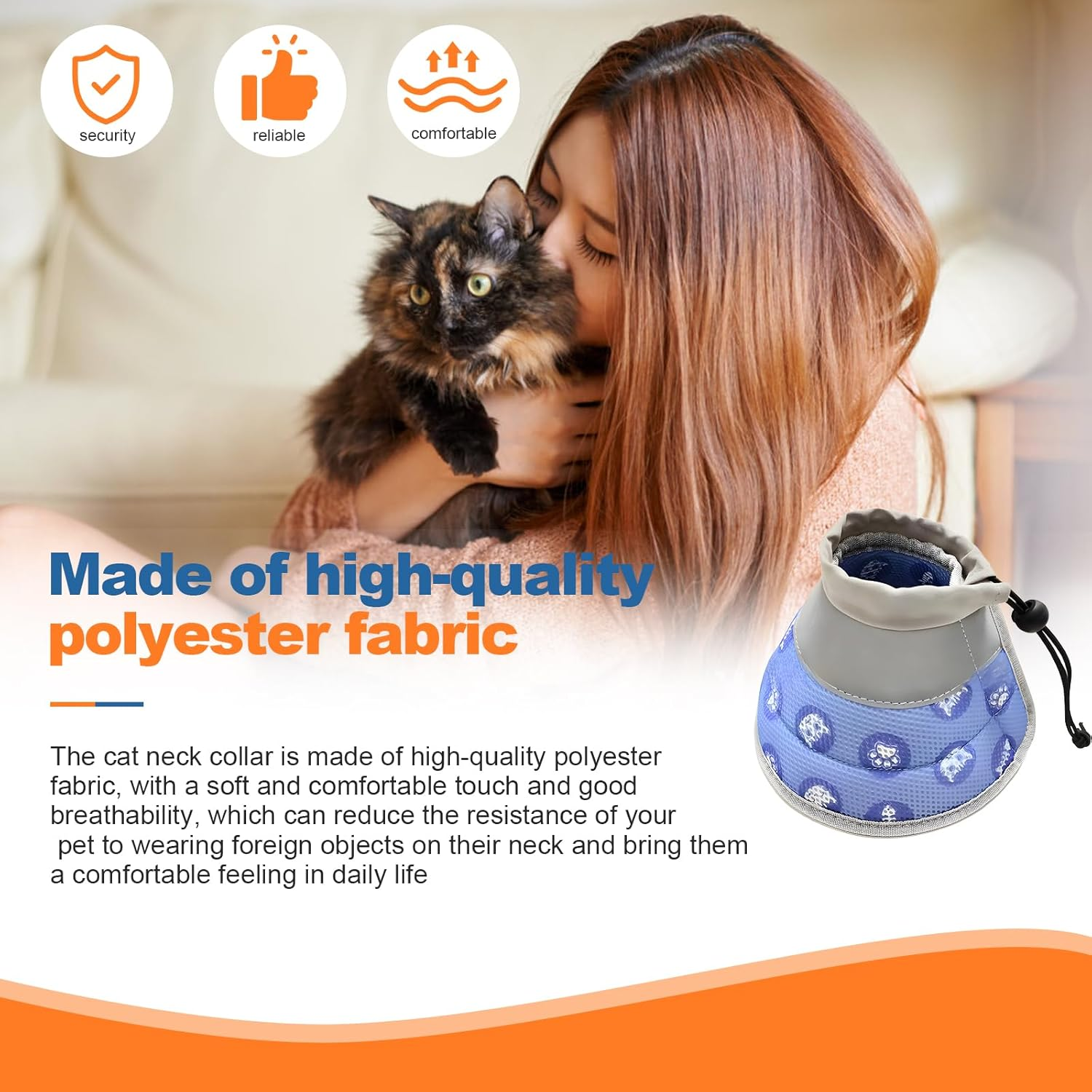 Cat Collar, Recovery Collar, Soft Collar Cone after Surgery, Protective Collar, Cat Collar, Adjustable Collar Prevents Licking Wounds, Cat Collar (Blue, S) image number 2