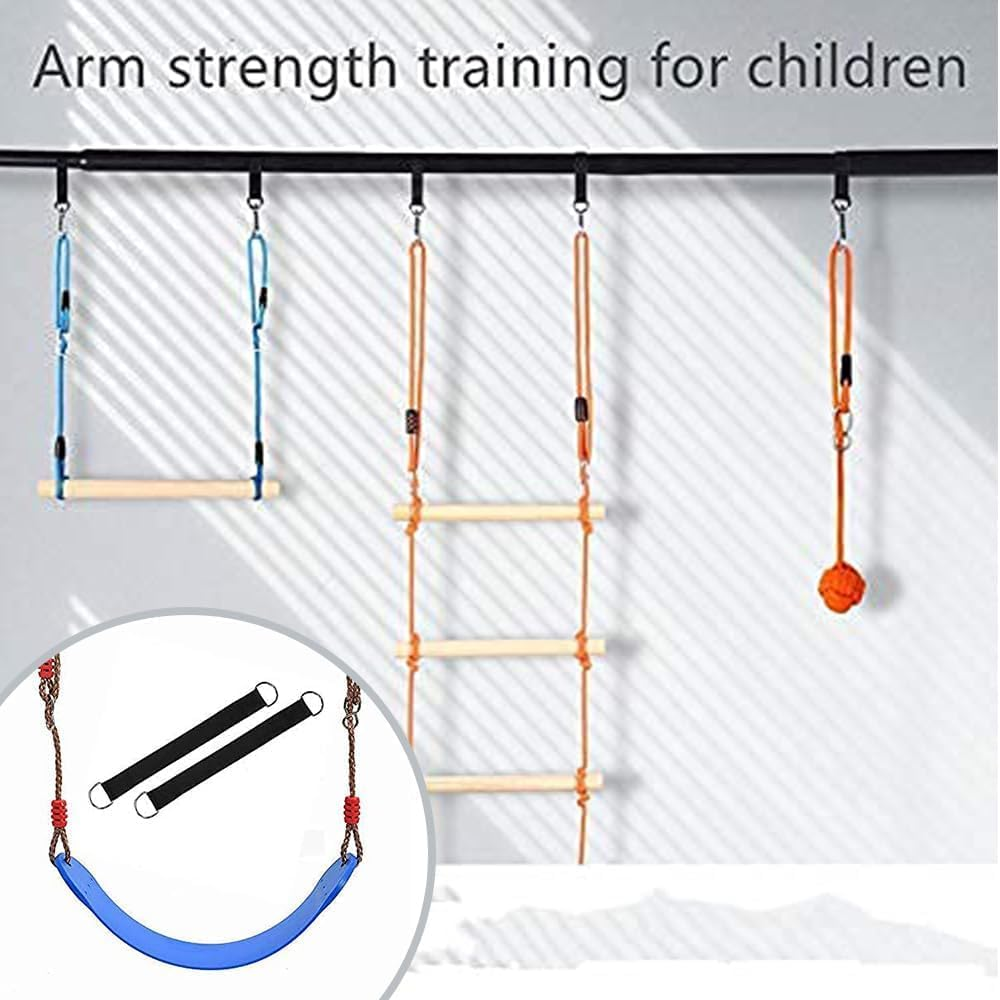 Tree Swing Hanging Straps Kit Short Straps 2 Pcs 9.84Inches with Heavy Duty Safety Lock Carabiner Hooks for Swing Hammocks Yoga Seat Sandbags Gym Equipment Pulley System Perfect (Black) image number 6