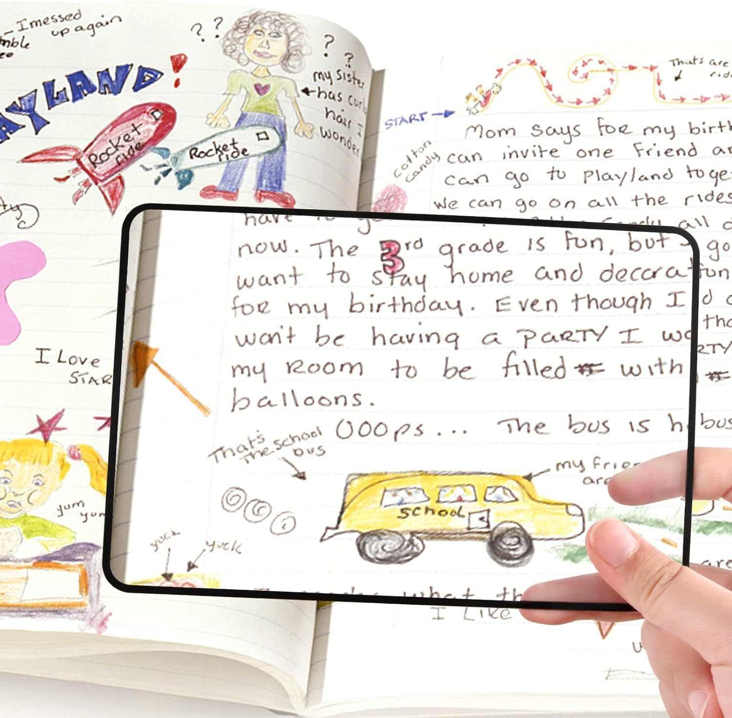 4Pcs Page Magnifying Sheet 3X Lightweight Optical Plastic Fresnel Lens Bookmark Flat Magnifier for the Elderly and People with Low Vision Reading Small Prints, Maps and Books image number 5