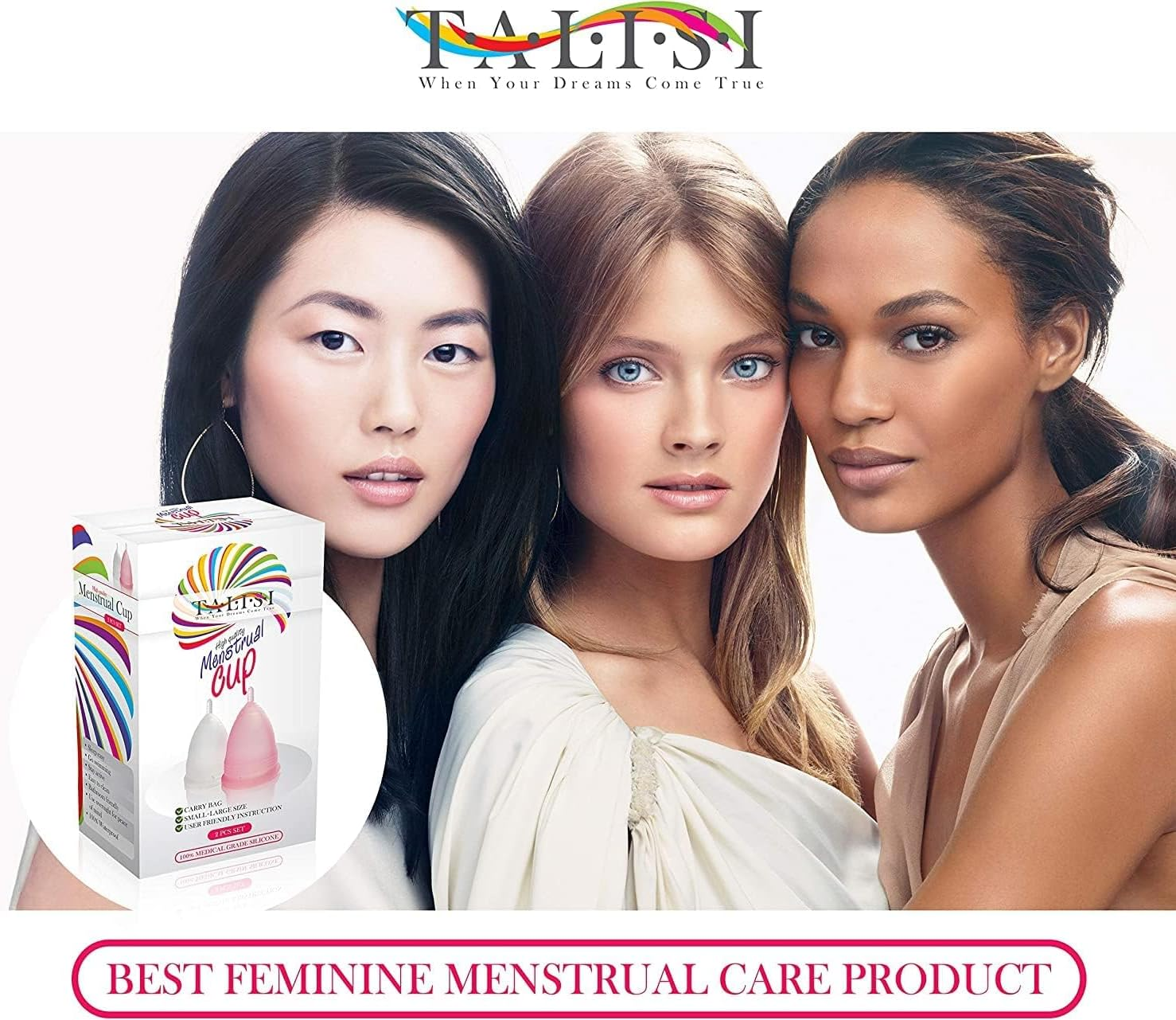 Talisi Menstrual Cups Set of 2 Period Cup Reusable Small Large Sizes Silicone Soft Cups Regular and Heavy Flow Feminine Hygiene Products Tampon and Pad Alternative Protection Copa Menstrual Organic image number 3