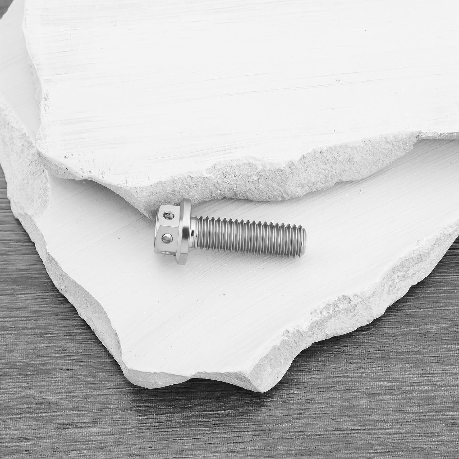 Ecsing 2Pcs M6X20Mm Flanged Hexagon Head Bolts Titanium Hex Fully Threaded Bolt Drilled Bolts for Sports Bikes and Karts Lock Wire Silver image number 4