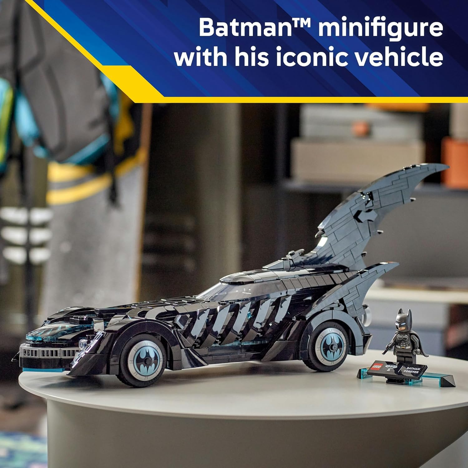 LEGO&reg; DC Batman&trade;: Batman Forever&trade; Batmobile&trade; 76304 Super Hero&trade; Toy, Bedroom Decor for Kids, Film Merch Play-And-Display Set with a Minifigure and Name Plaque, Toy for Boys and Girls image number 6