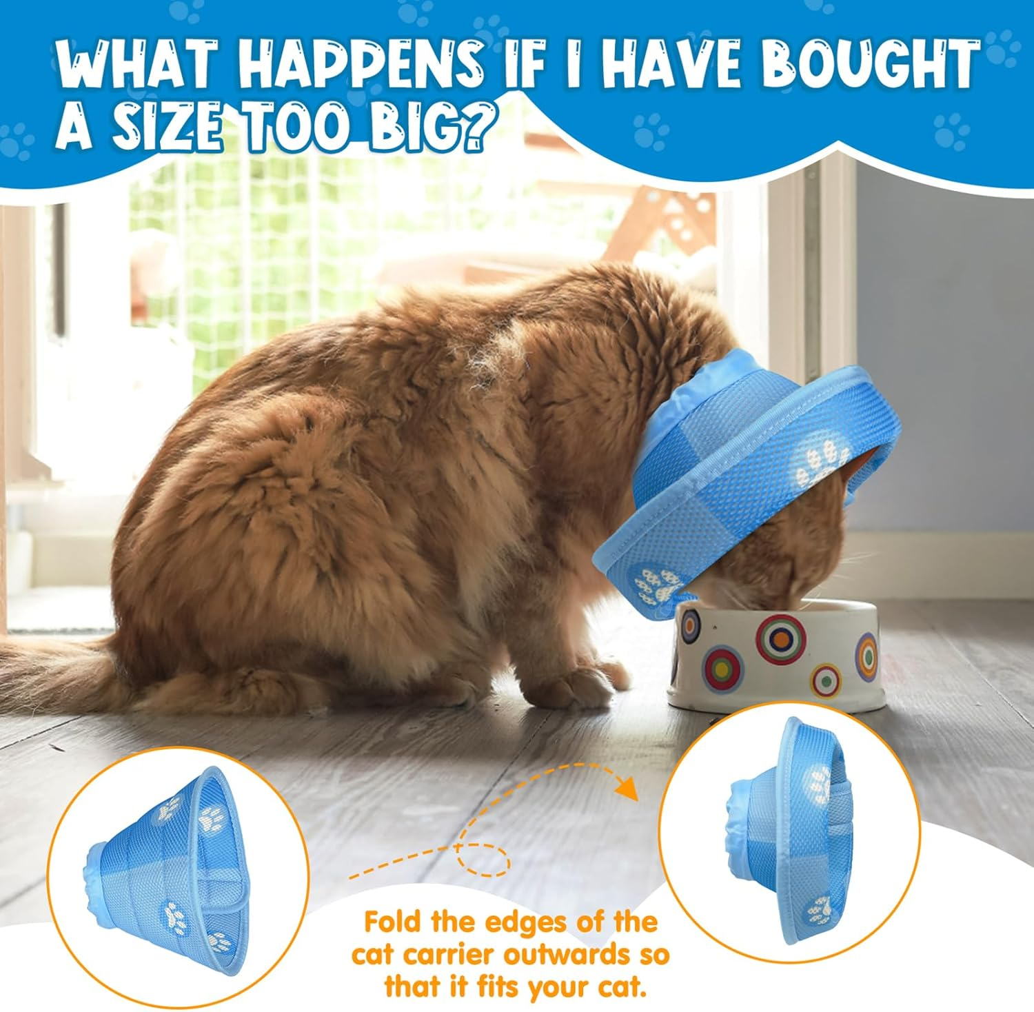 Cat Collar, Foldable Soft Protective Collar, Elisabethan Collar, Recovery Collar, Soft Collar Cone after Surgery and Injuries for Puppies, Small Dogs and Cats (S) image number 4