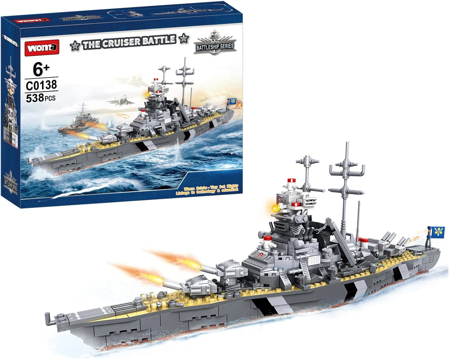 Battleship Bismarck Building Blocks (538 PCS), WW2 STEM Military Model Brick Toys, Military Bismarck Class War Ship Building Blocks Kit, Toys for Kits or Adult.