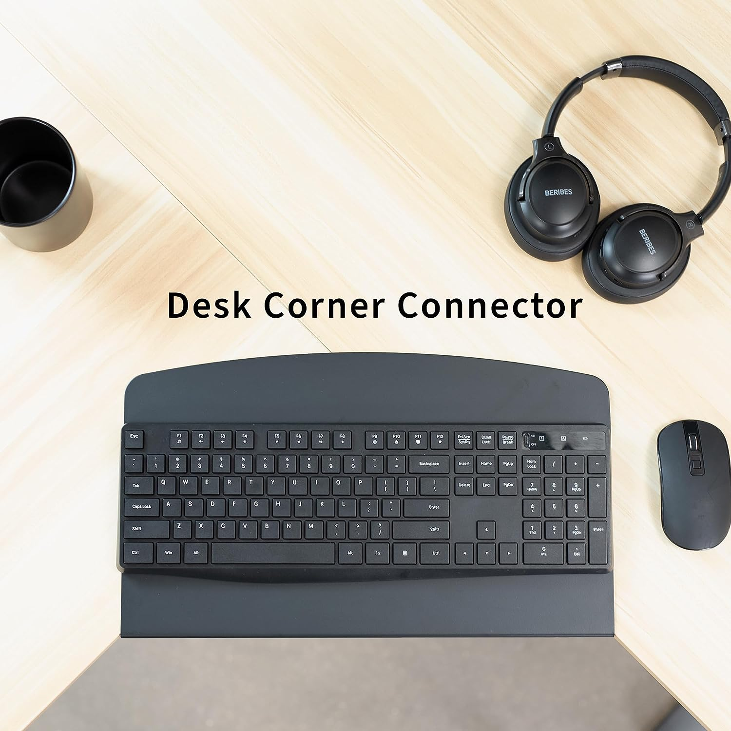 VIVO 17 Inch Corner Desk Connector Platform for Mounting Under-Desk Keyboard Trays on L-Shaped Workstations, Black, DESK-AC07S - White image number 7