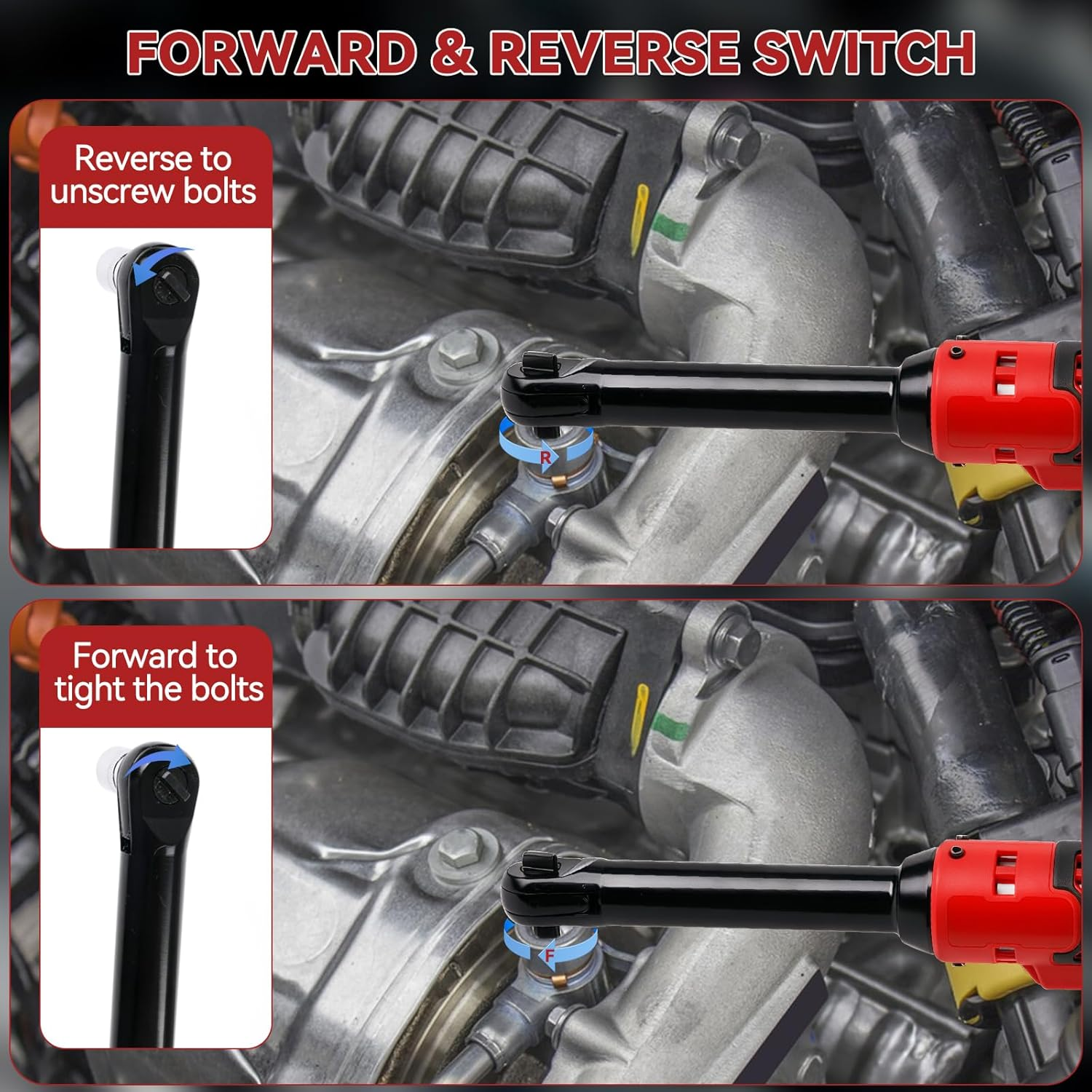 3/8" Extended Cordless Ratchet Wrench for Milwaukee M18 18V Series Batteries, Extended 16Cm Long Rod, 320 RPM, 80N.M Electric Ratchet Wrench with Built-In LED Light image number 1