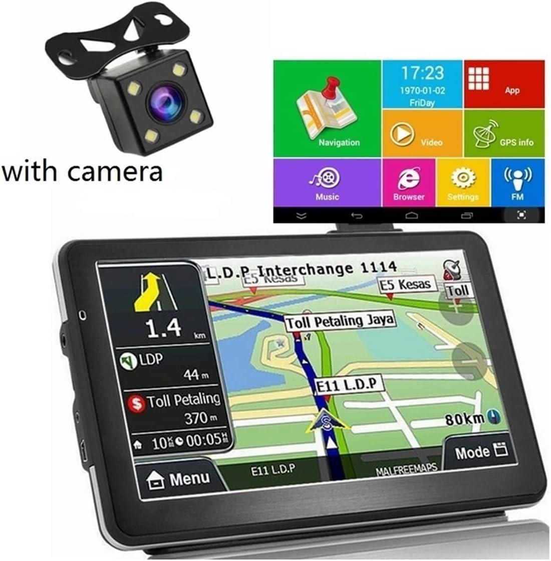 GPS Car Navigator, 7" Inch 16GB Car Navigator GPS Navigation Sat Na Av-In Rearview Camera Wifi FM Transmitter Free Maps for Car Truck Rv(Add Rear Camera) image number 1