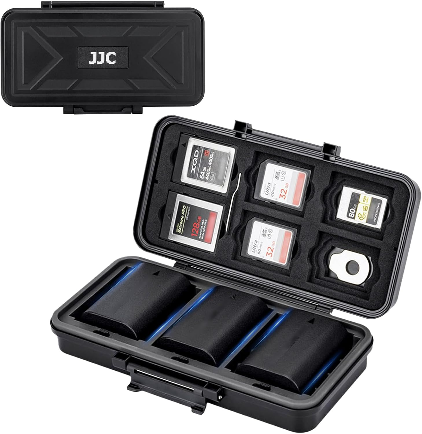 JJC Multi-Function Camera Battery Memory Card Storage Case for 6 SD Card,6 Cfexpress Type-B/Xqd Cards,5 Cfexpress Type-A Cards,3 Camera Batteries,Camera Battery Holder Box for LP-E6 NP-FZ100 NPW235 image number 6