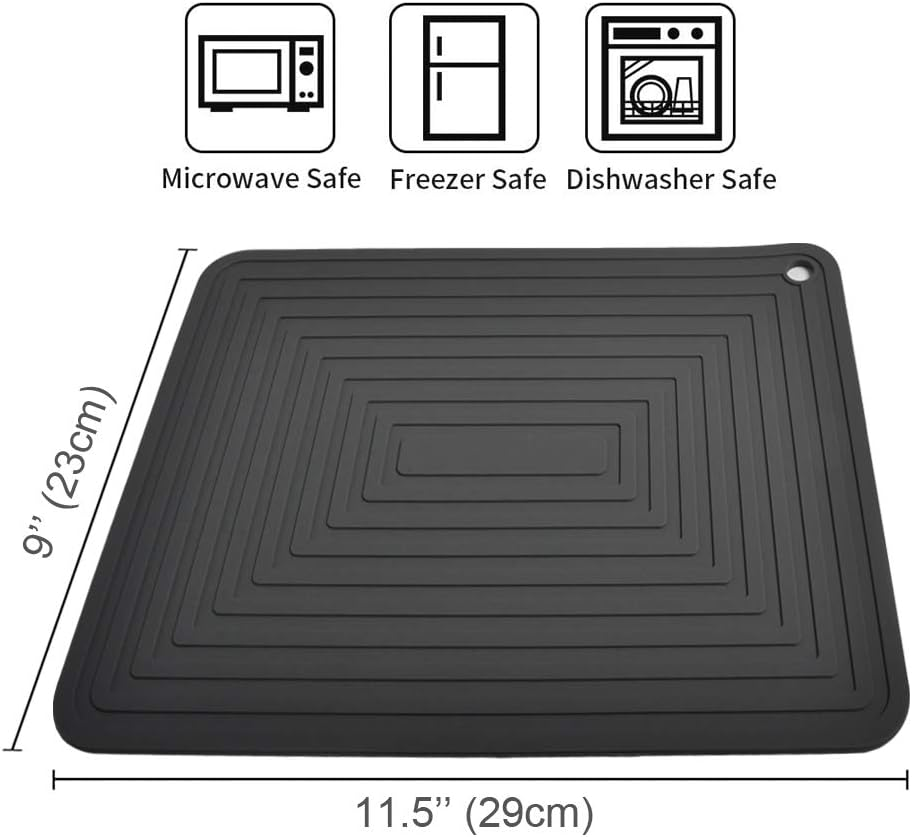 Silicone Trivet for Hot Pots and Pans &ndash; Heat Resistant Mat Pot Holder Thick & Heavy, Large 12&rdquo; X 9&rdquo; Non-Slip Hot Pad for Counter Protection Set of 2 (Grey) image number 7