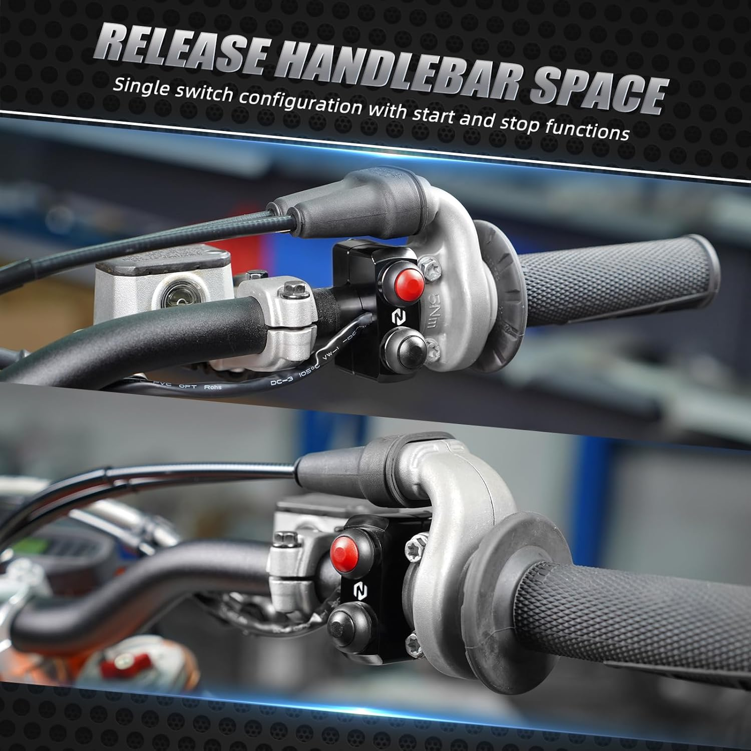 NICECNC Black Control Switch Start Kill Button Compatible with KTM 150-500 XC-W XCF-W EXC EXC-F 2008-2023,Compatible with Husqvarna TE FE 150-501 2014-2023,See Fitment image number 2